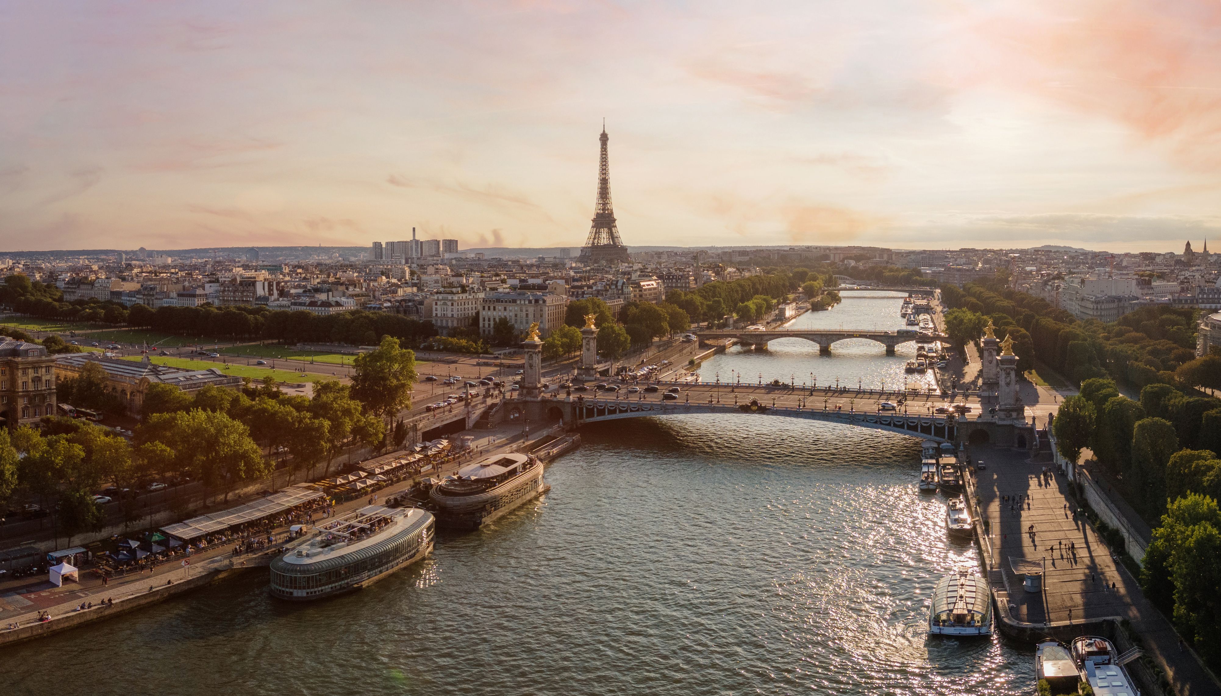 Paris aerial panorama, France at sunset, beautiful city view Paris aerial panorama, France at sunset, beautiful city view