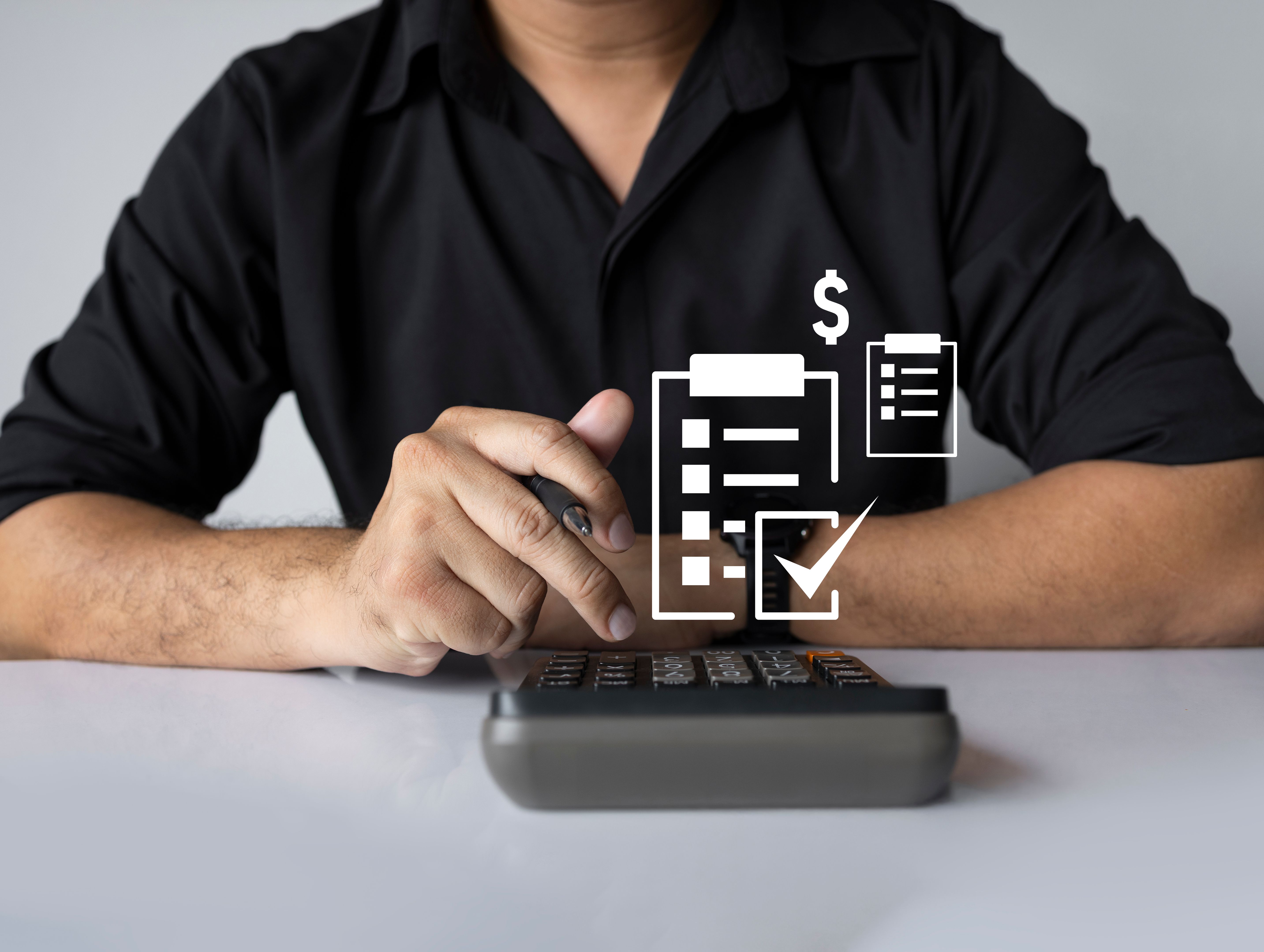 calculator and paperwork