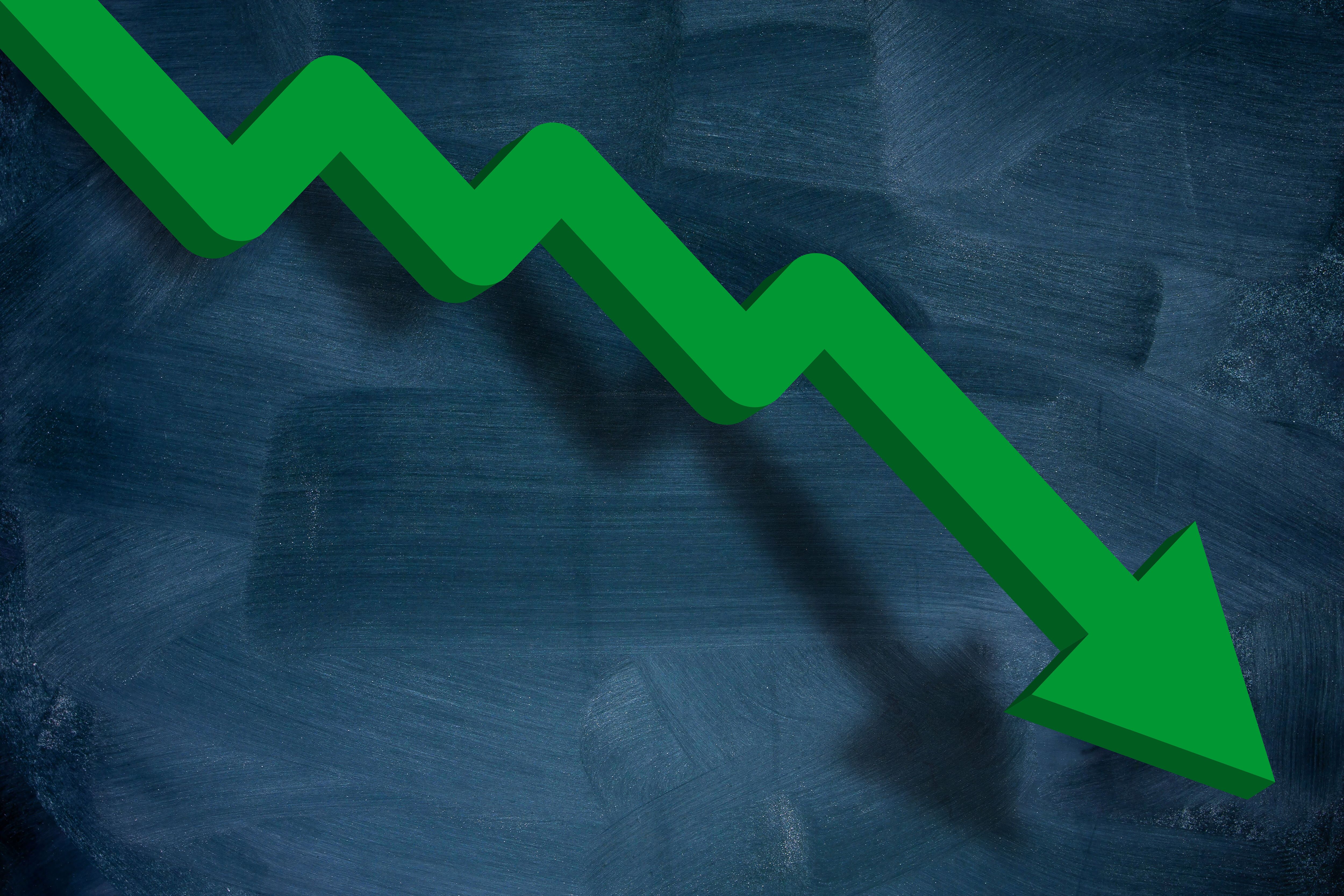 Move down arrow on blackboard background