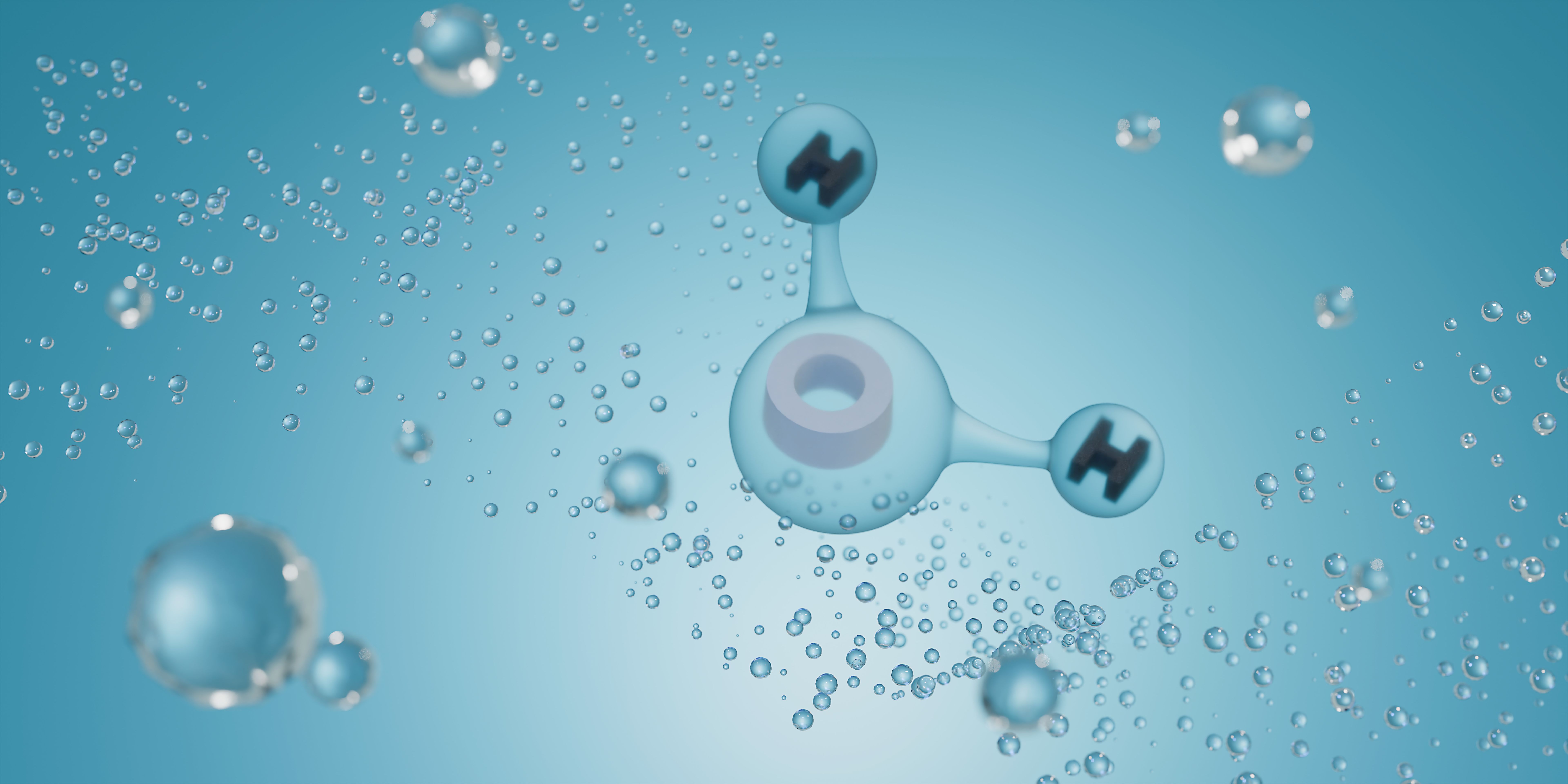 Drops of water and molecule. 3d render. Drops of water and molecule. 3d render.
