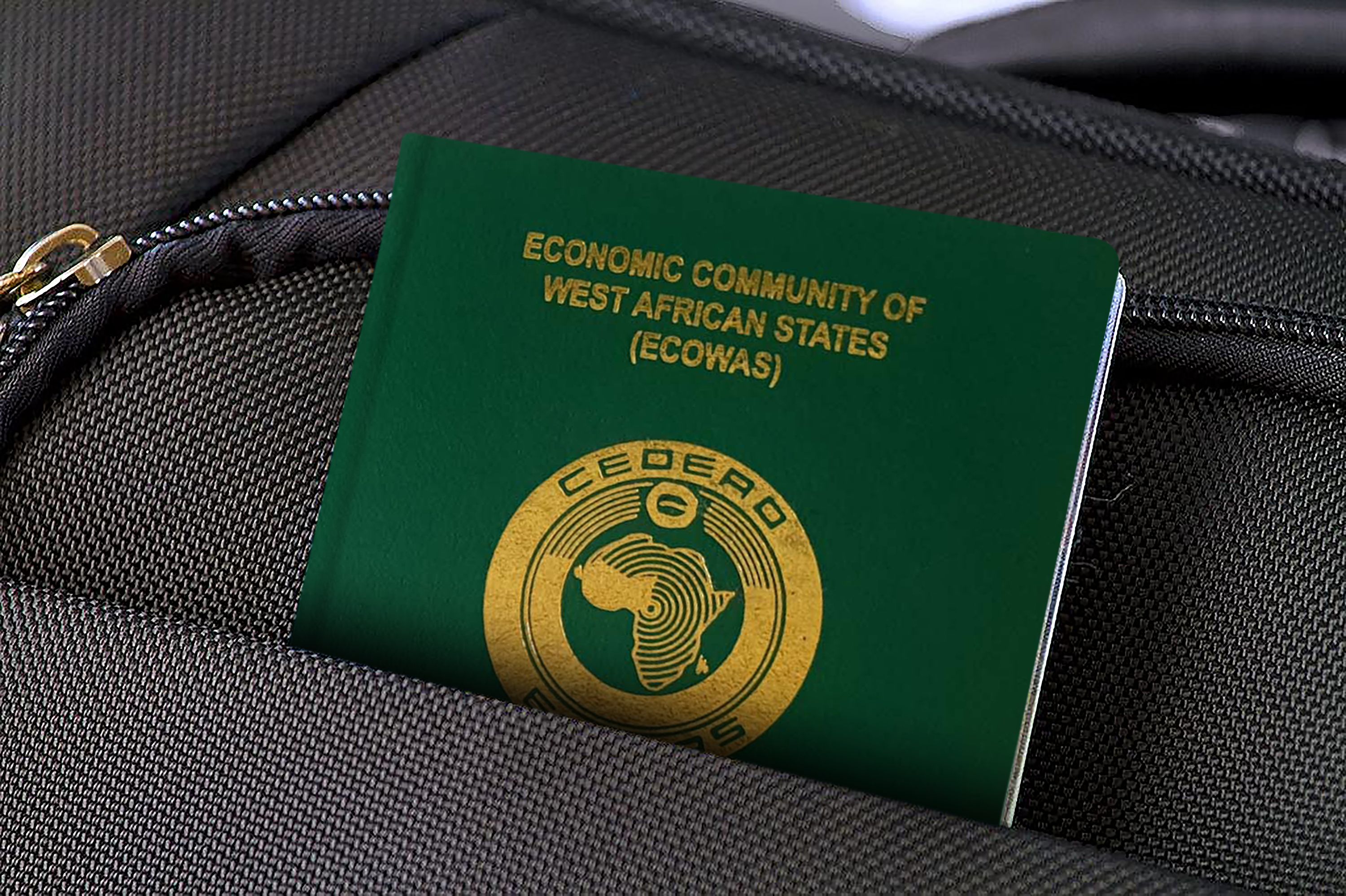 Close up of Nigeria Passport in Black Suitcase Pocket Close up of Nigeria Passport in Black Suitcase Pocket