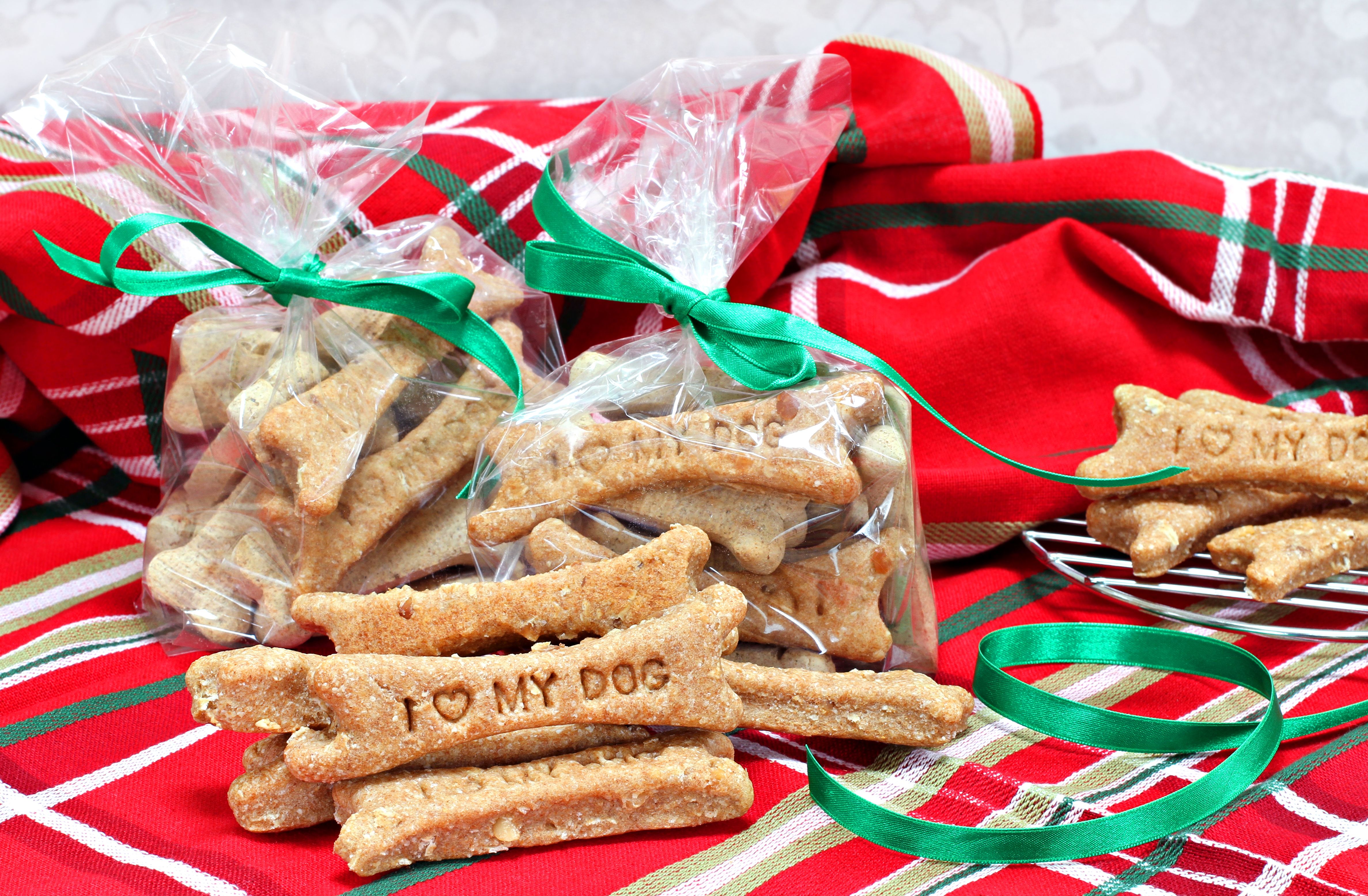 Homemade dog biscuits stamped with 