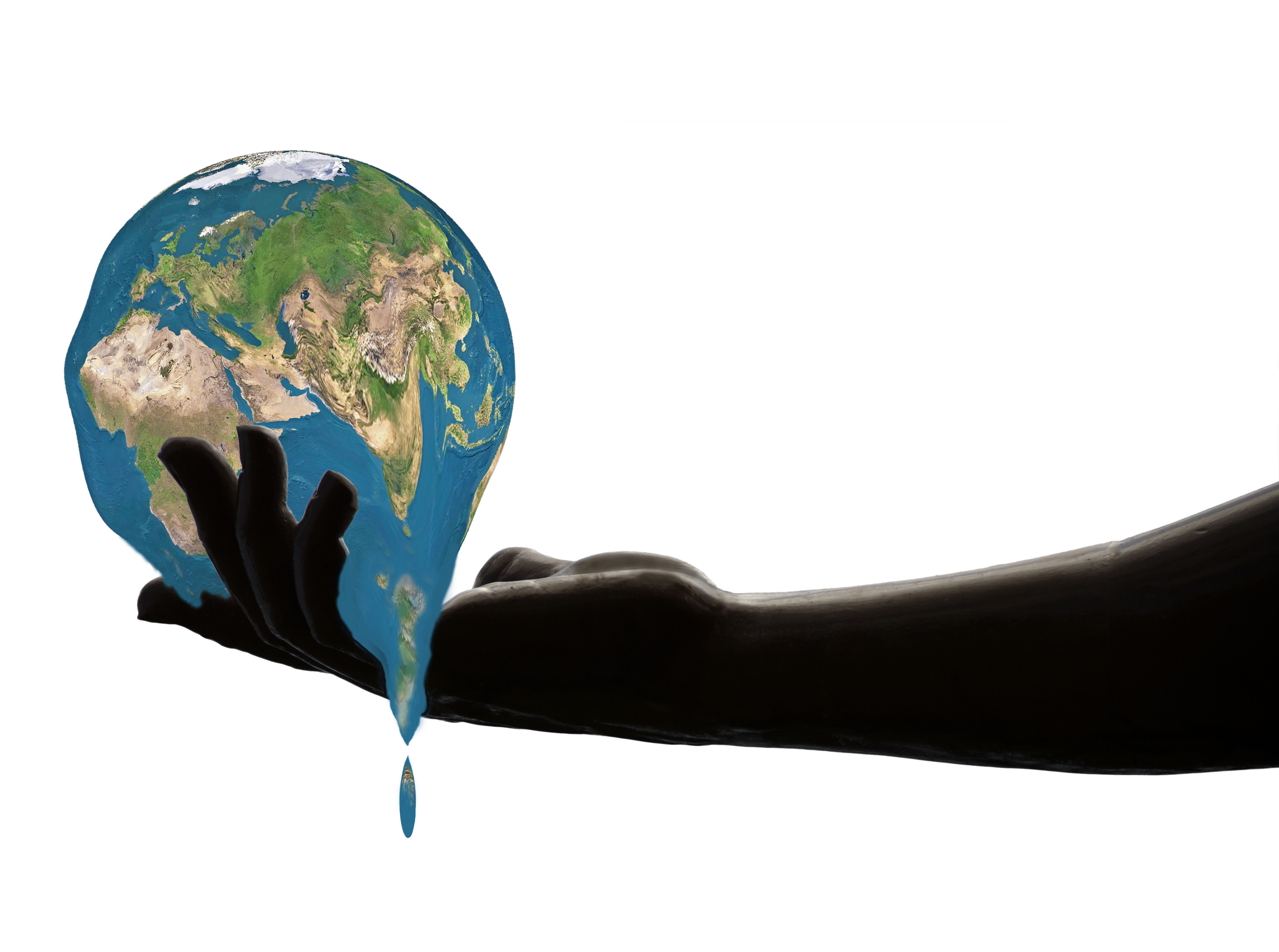 Apresentando aquecimento global, derretimento terra à mão Apresentando aquecimento global, derretimento terra à mão