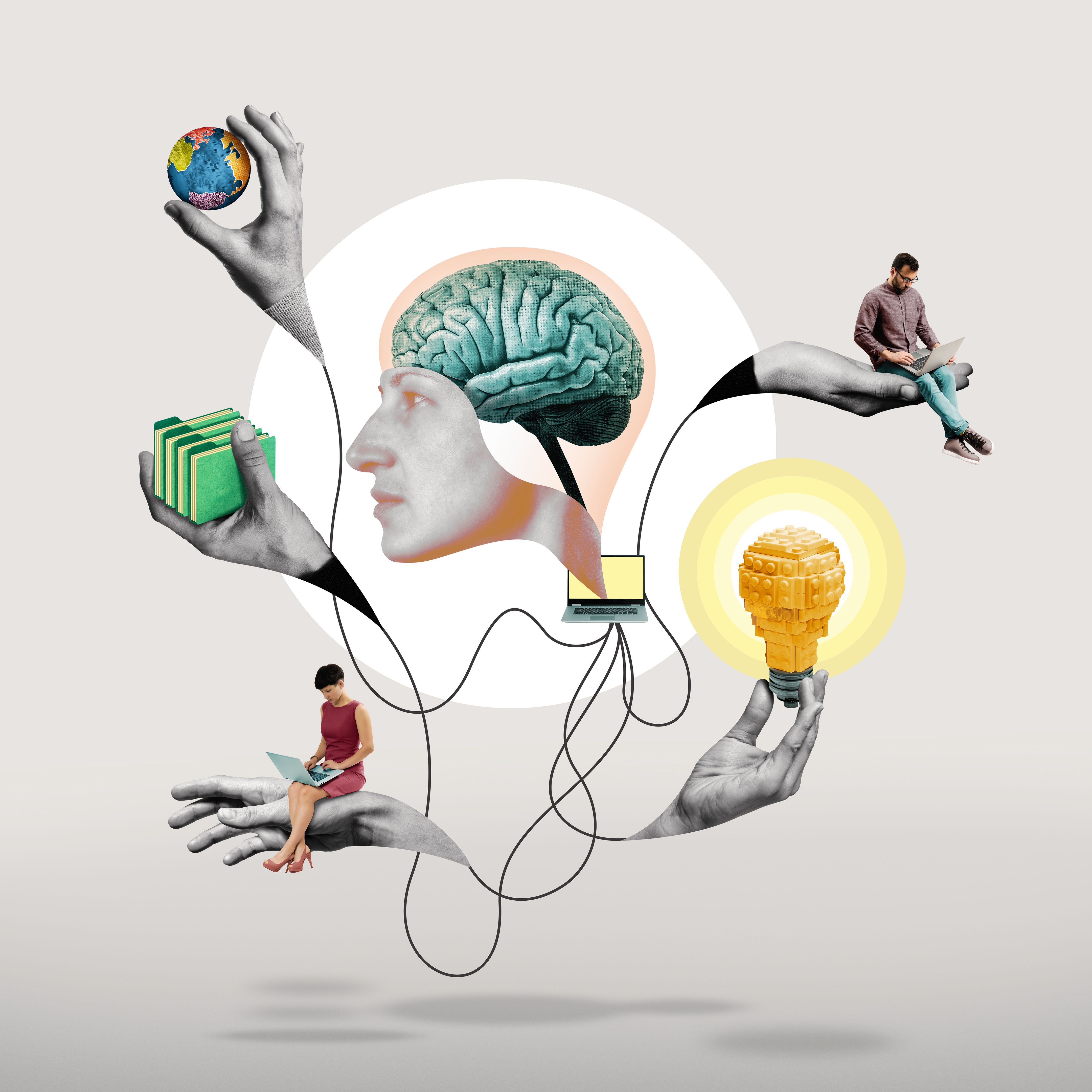 Integration of artificial intelligence into modern life. Concept.