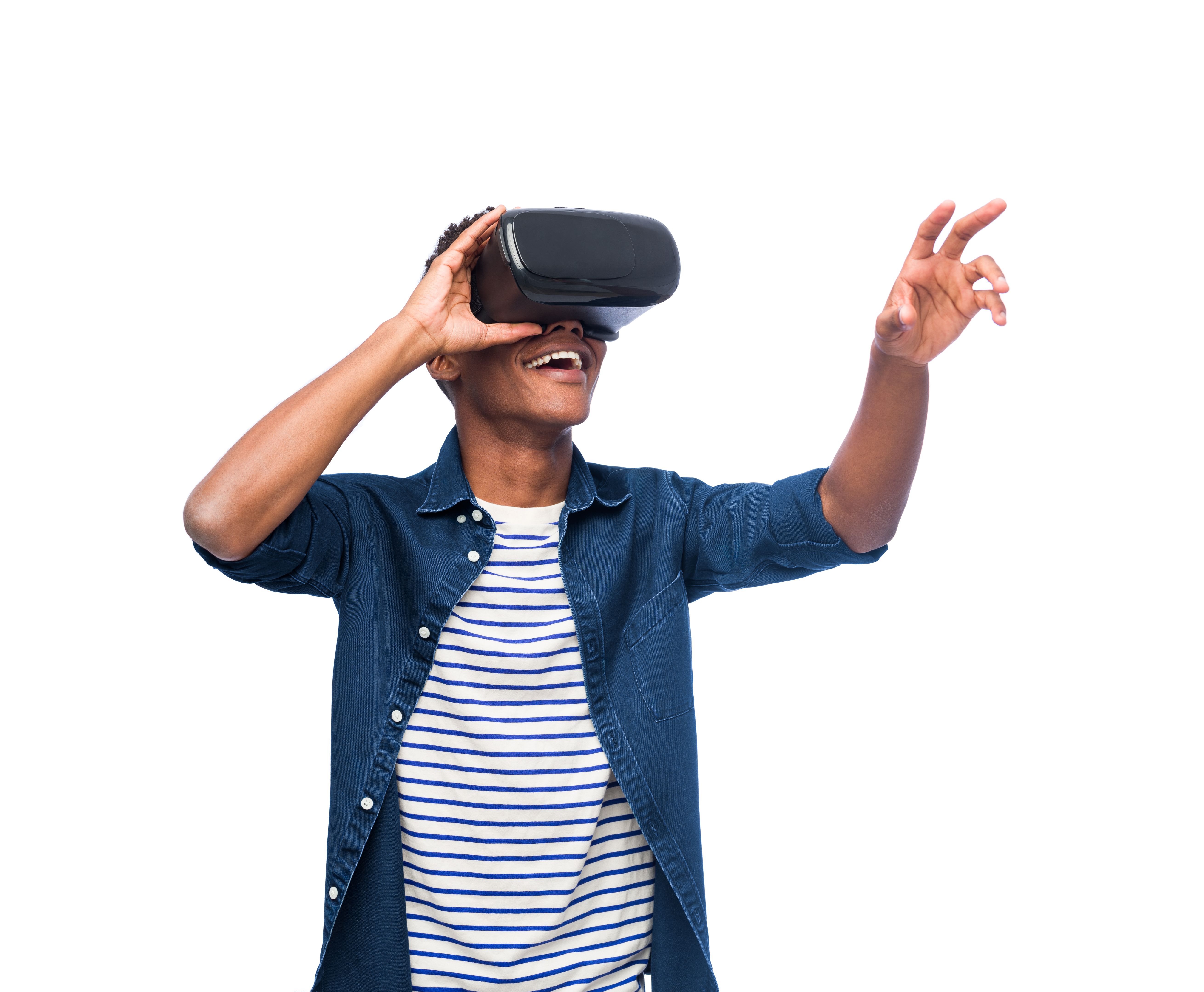 man using vr headset
