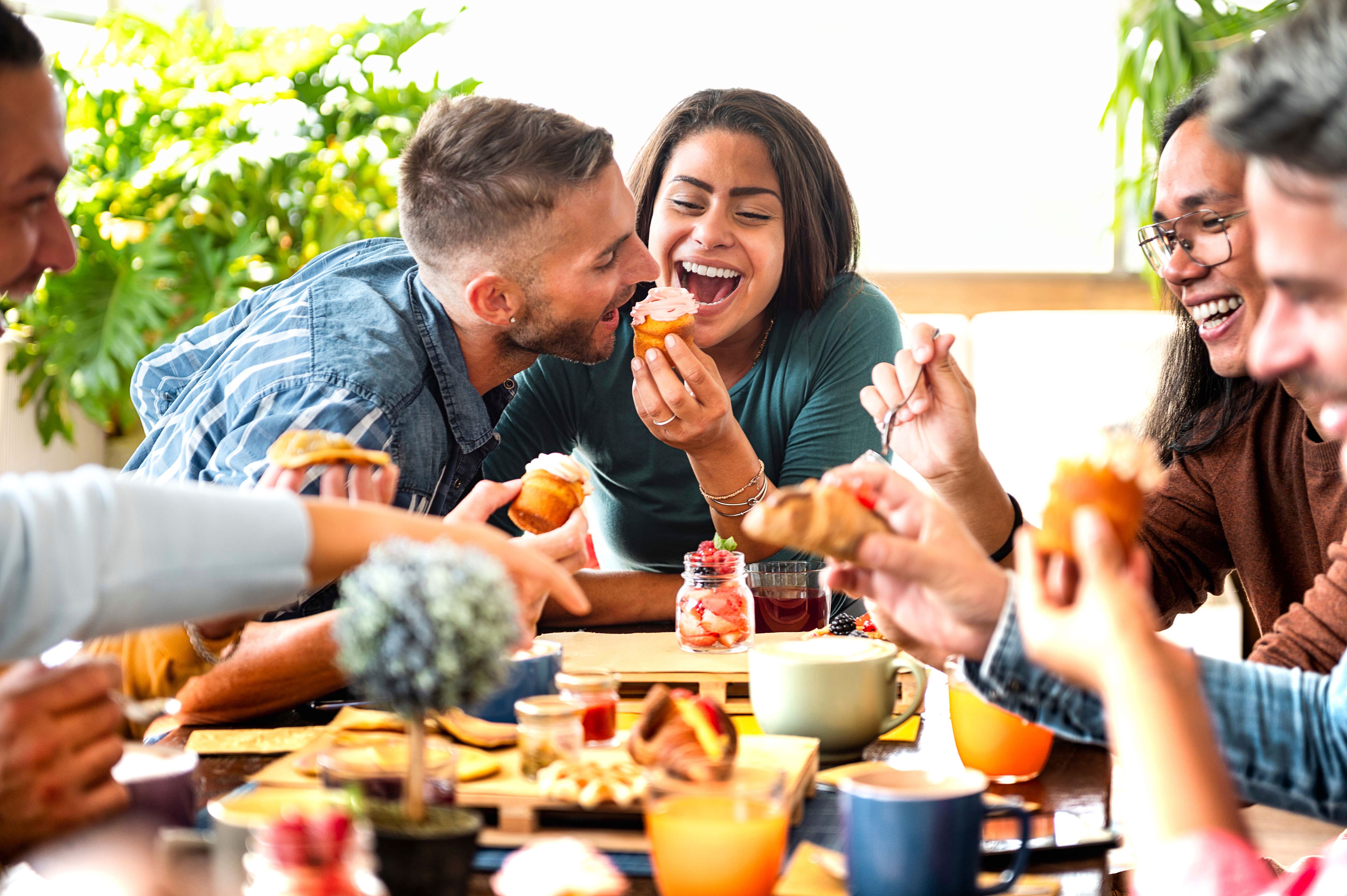 people enjoying breakfast