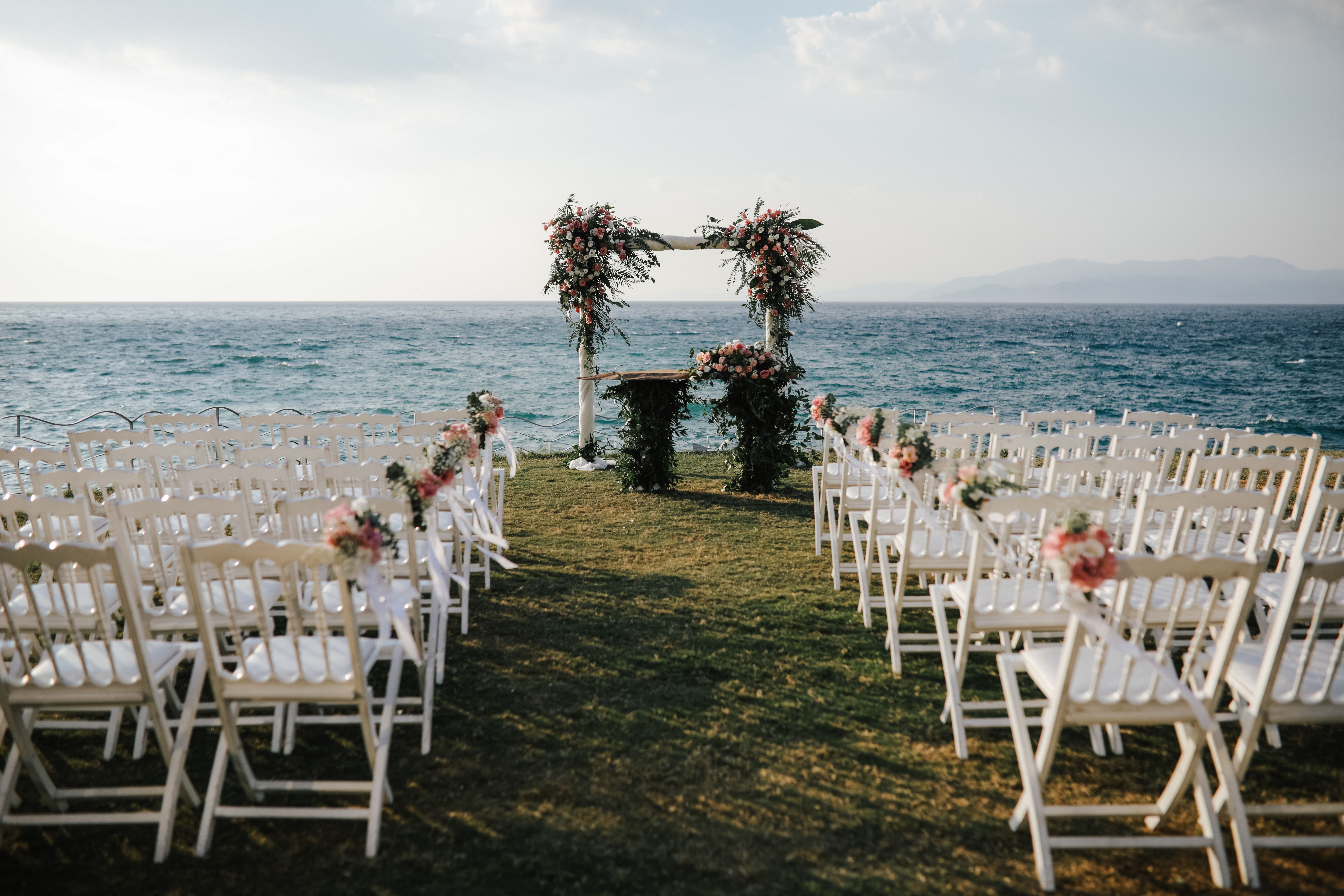 Beautiful wedding arch on the beach
