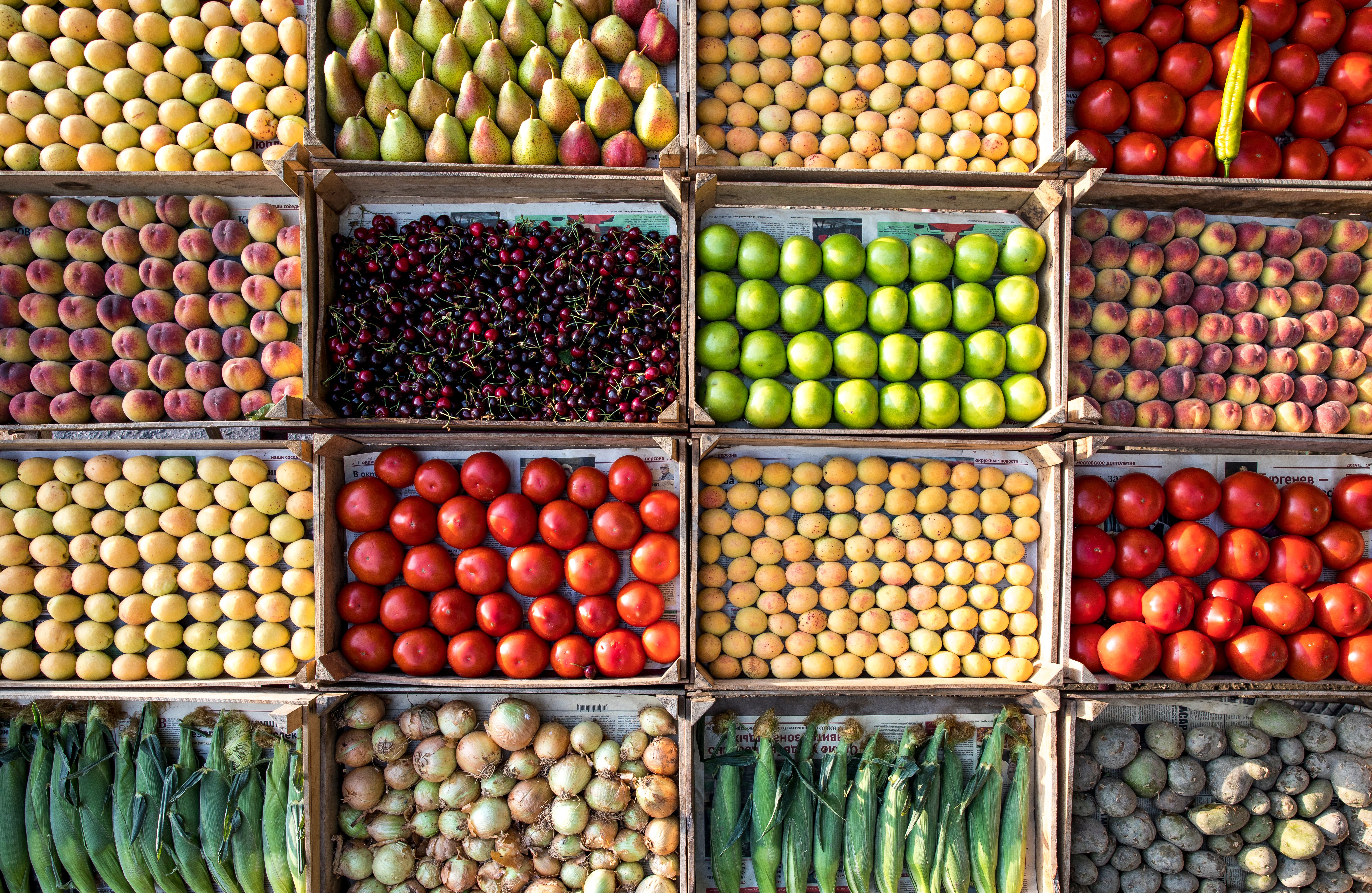 fresh fruits and vegetables on sale