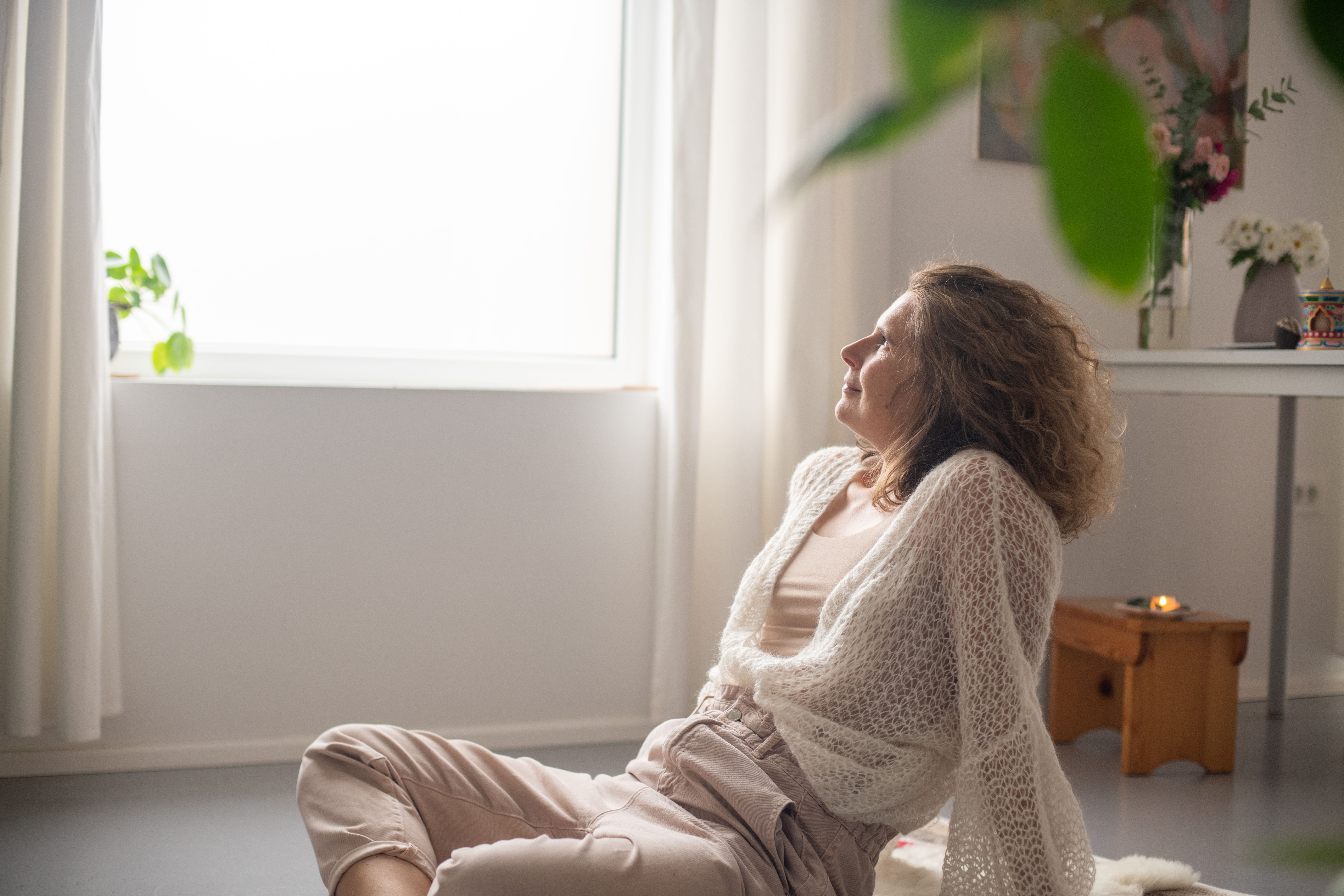 Serene woman doing her morning routine