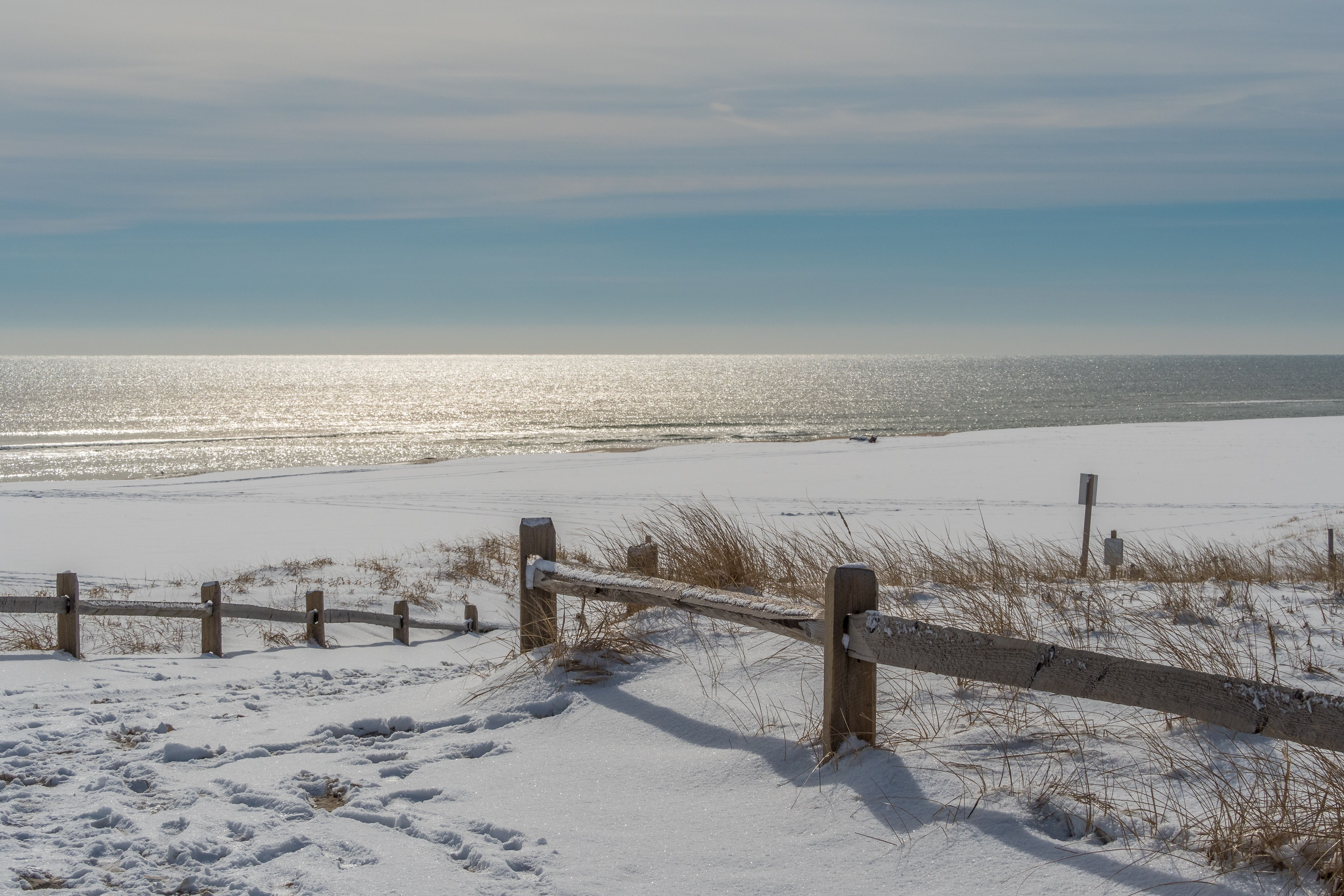 winter beach snow