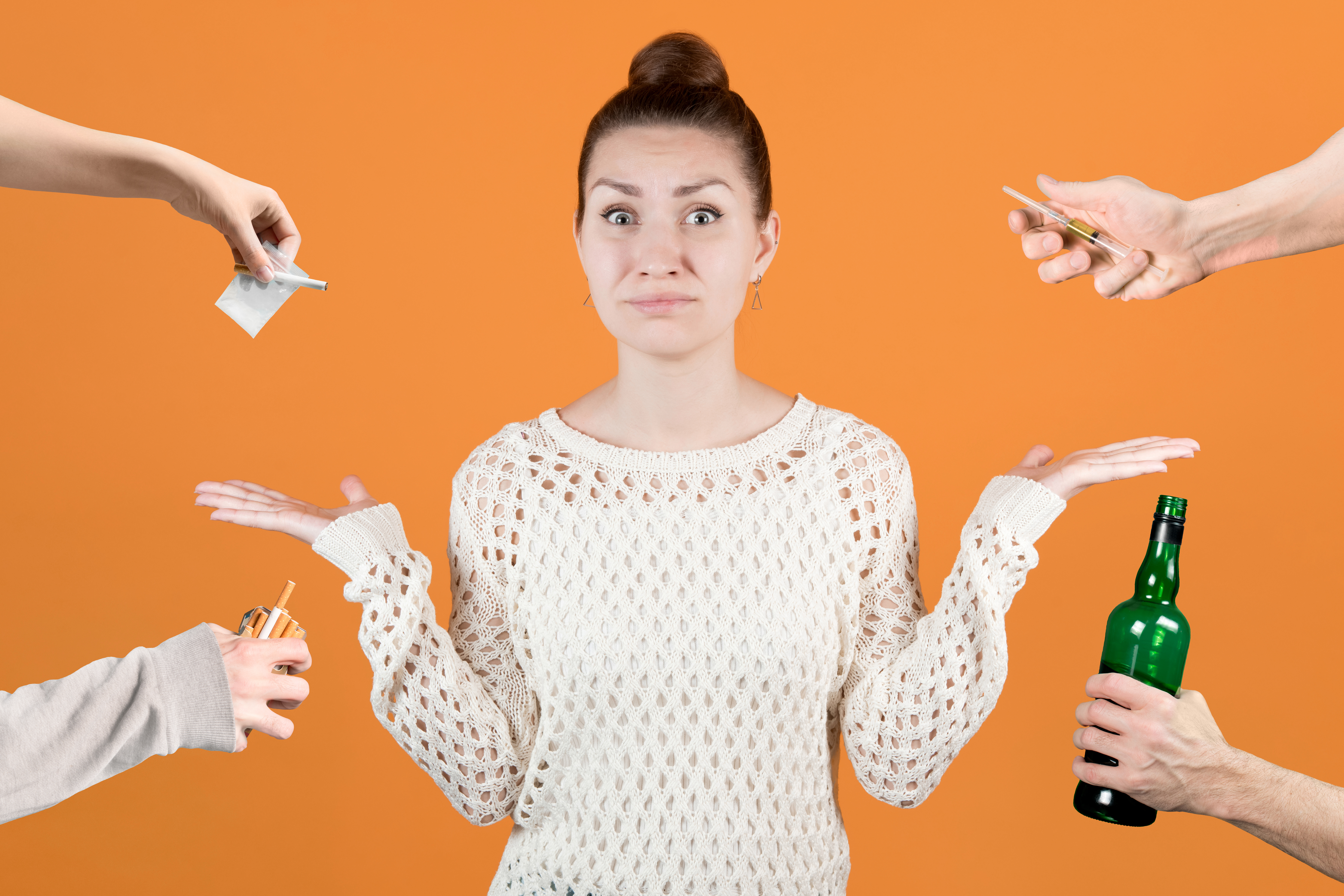 girl is indignant at the fact that from all sides harmful substances are offered girl is indignant at the fact that from all sides harmful substances are offered