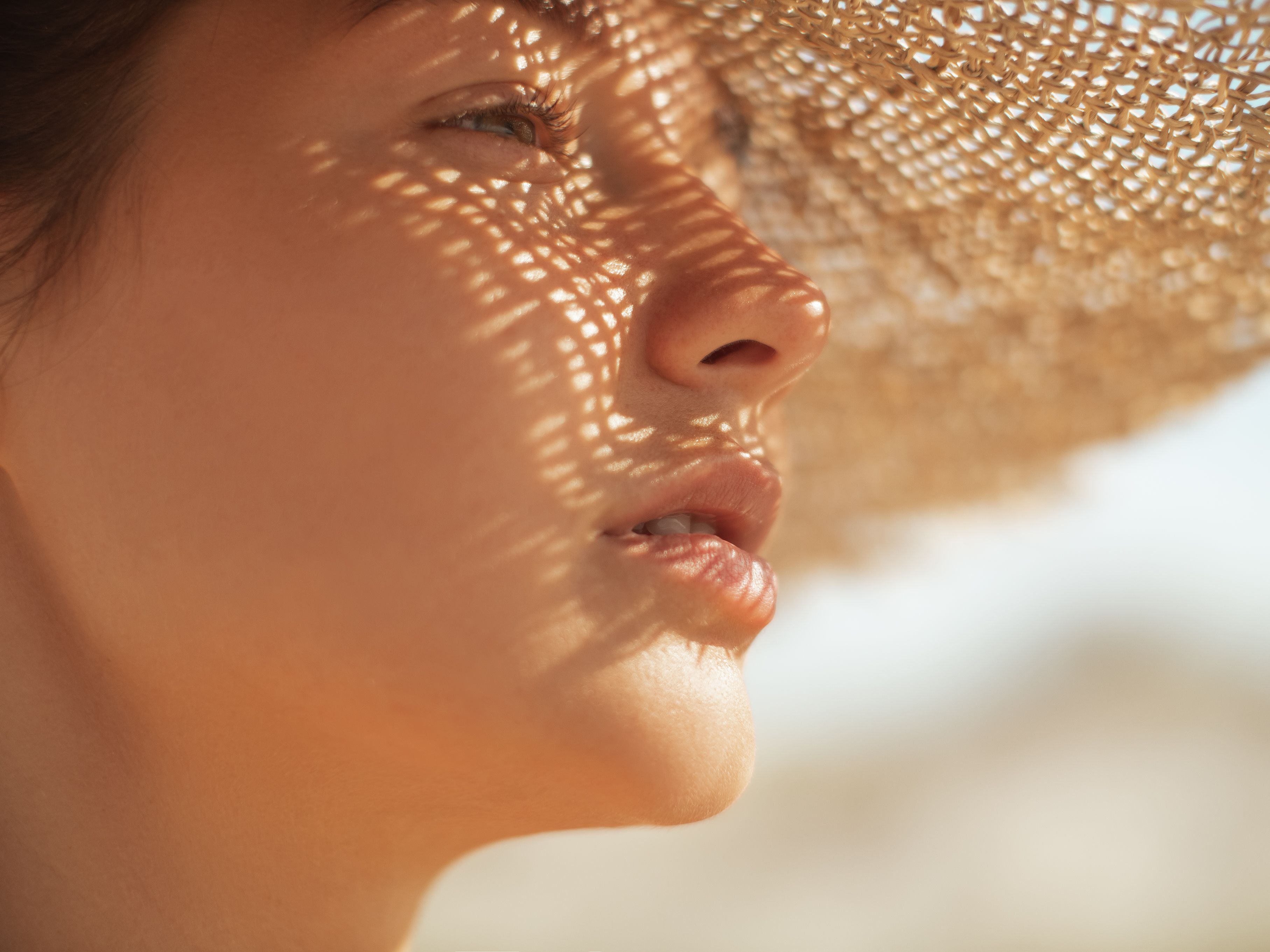 Beach Woman in Sun Hat During Summer Vacation
