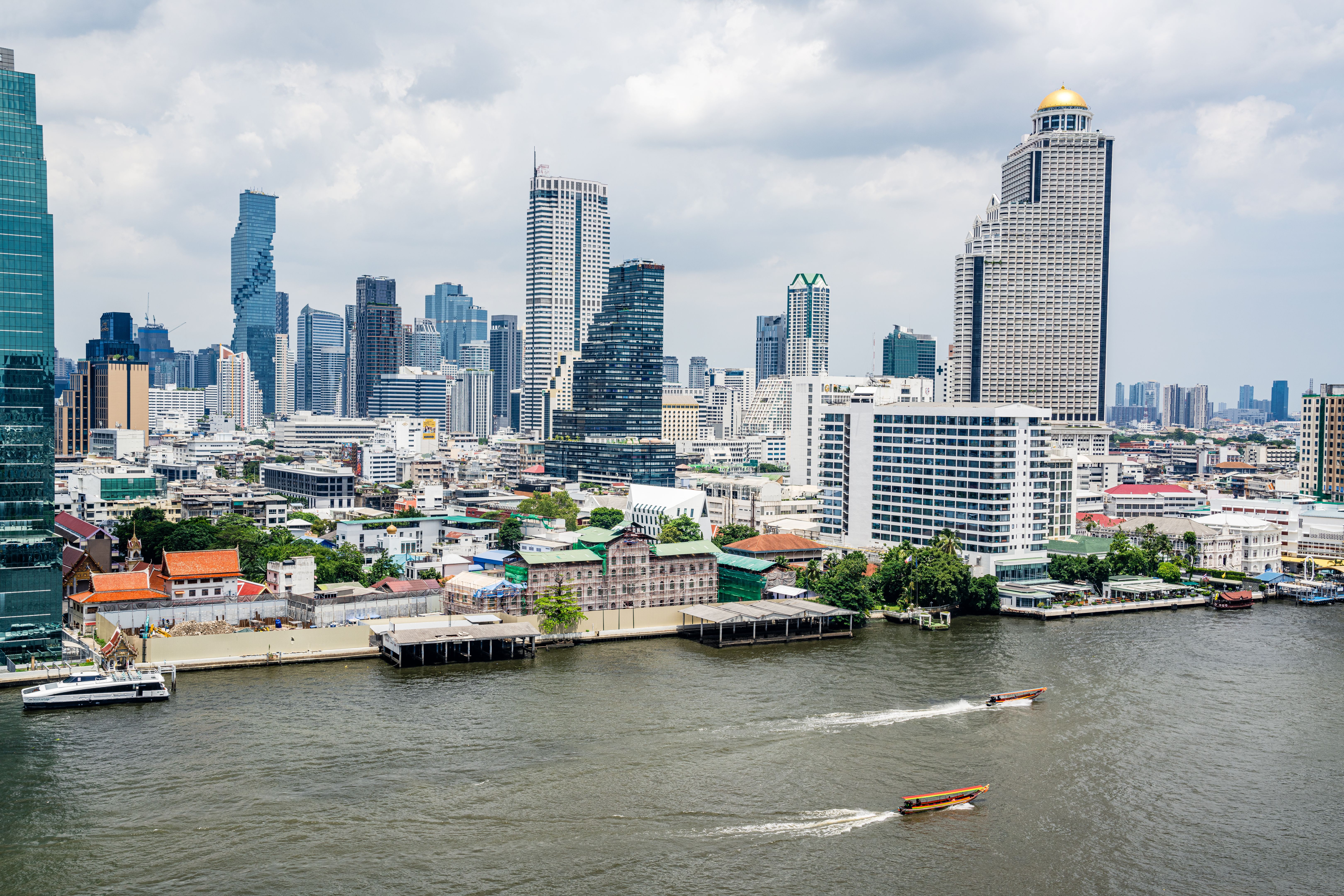 Modern Bangkok Skyline with Iconic Skyscrapers and Chao Phraya River