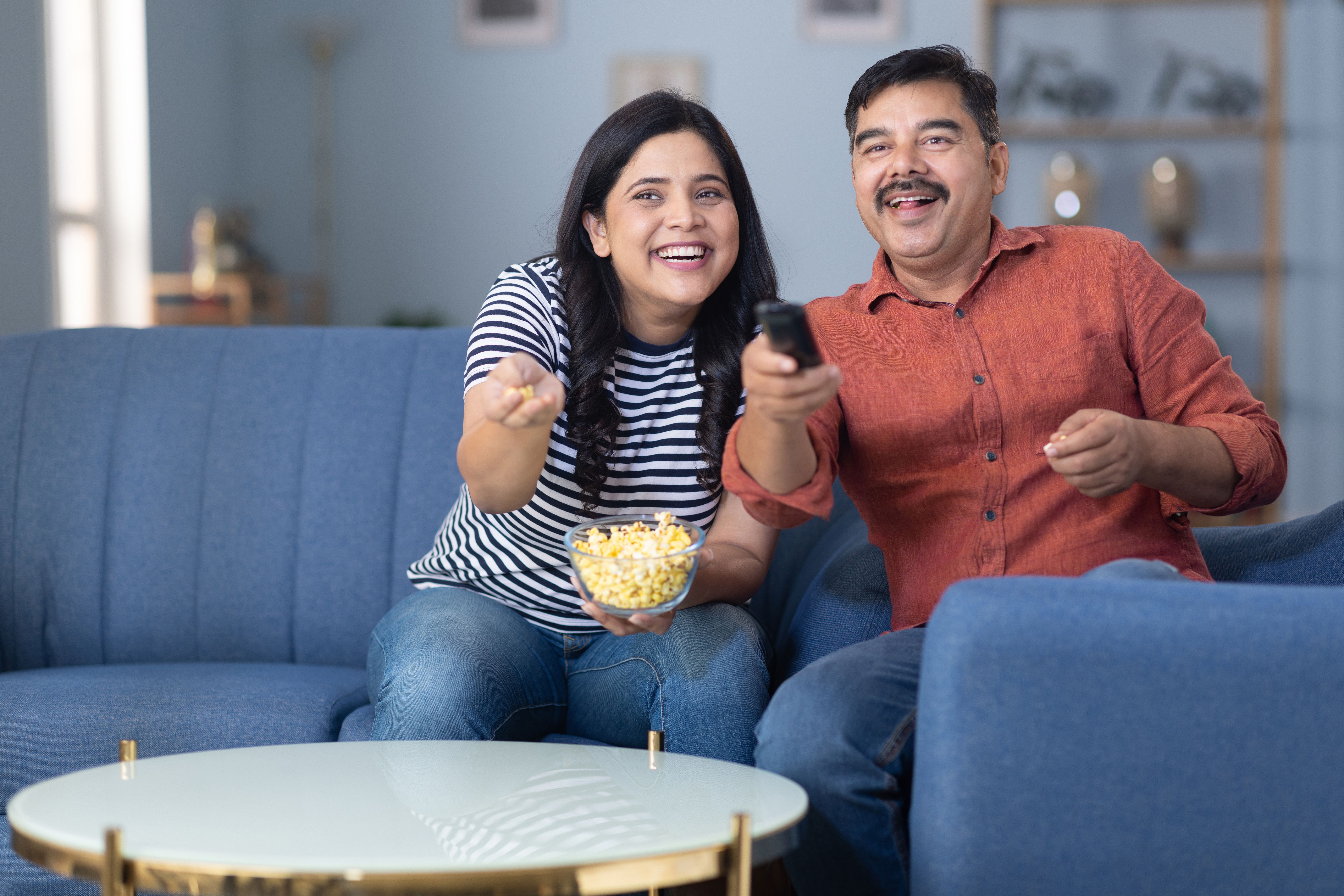 Indian family watching TV