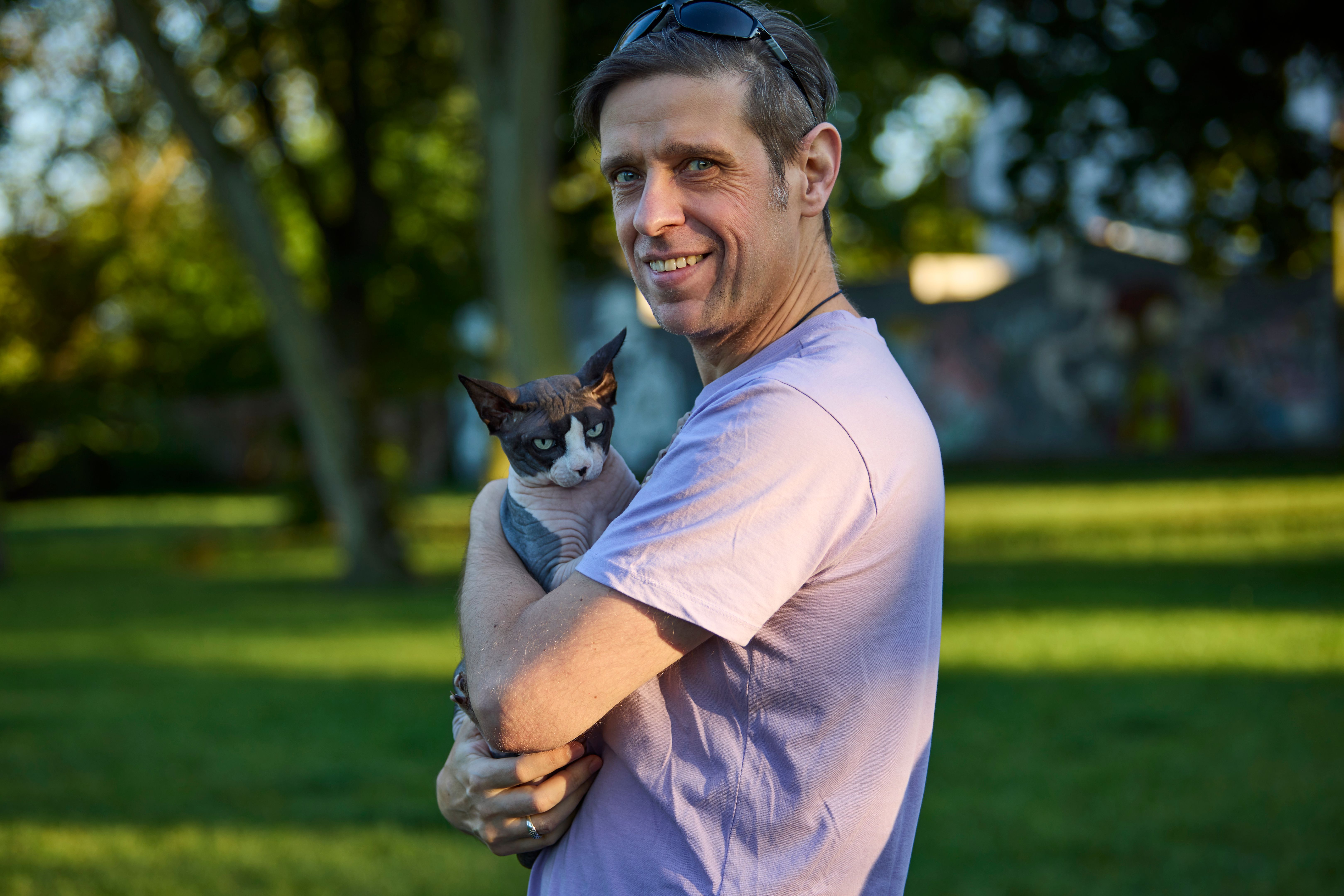 happy cat owner