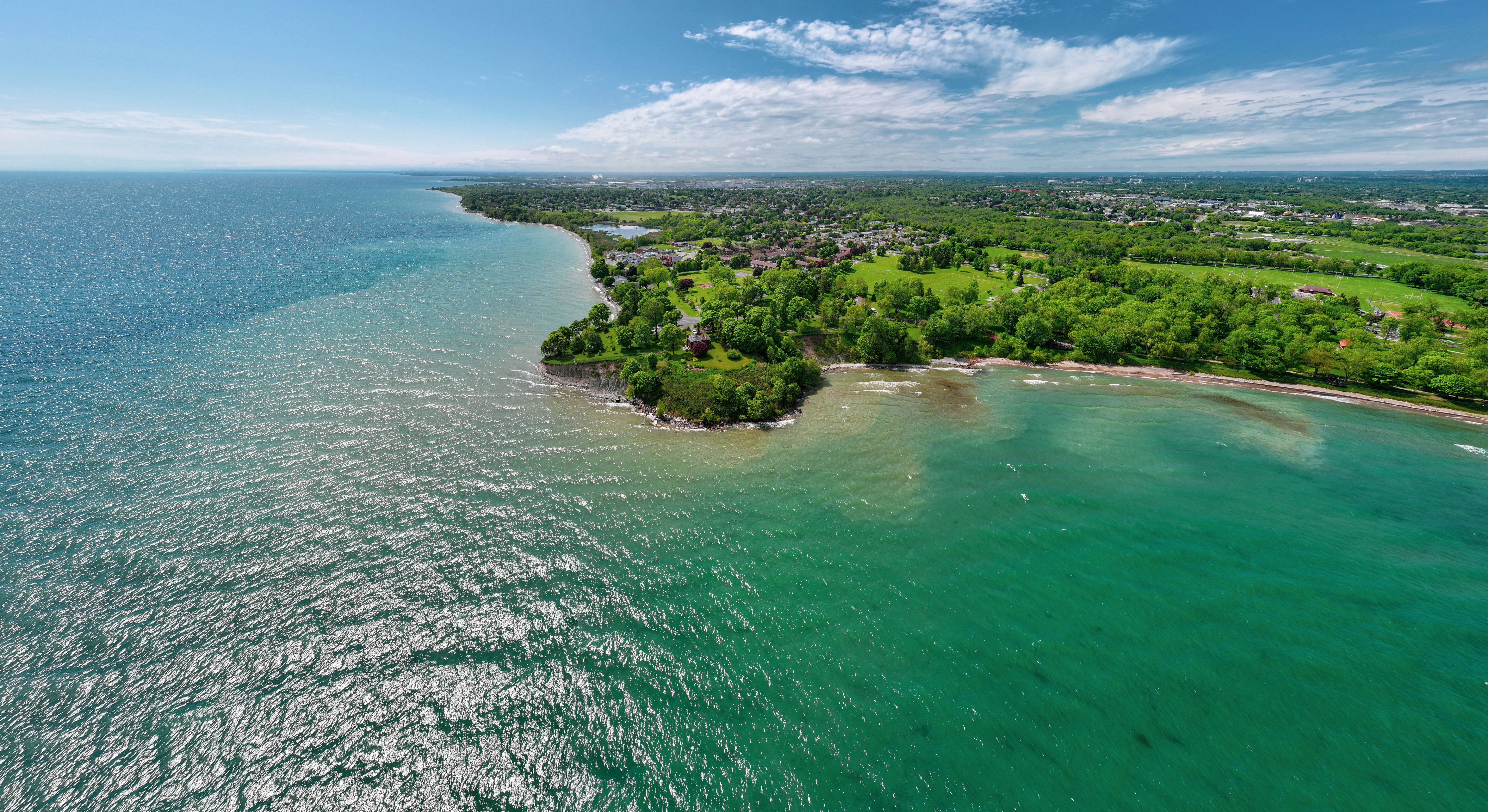 drone over coastline