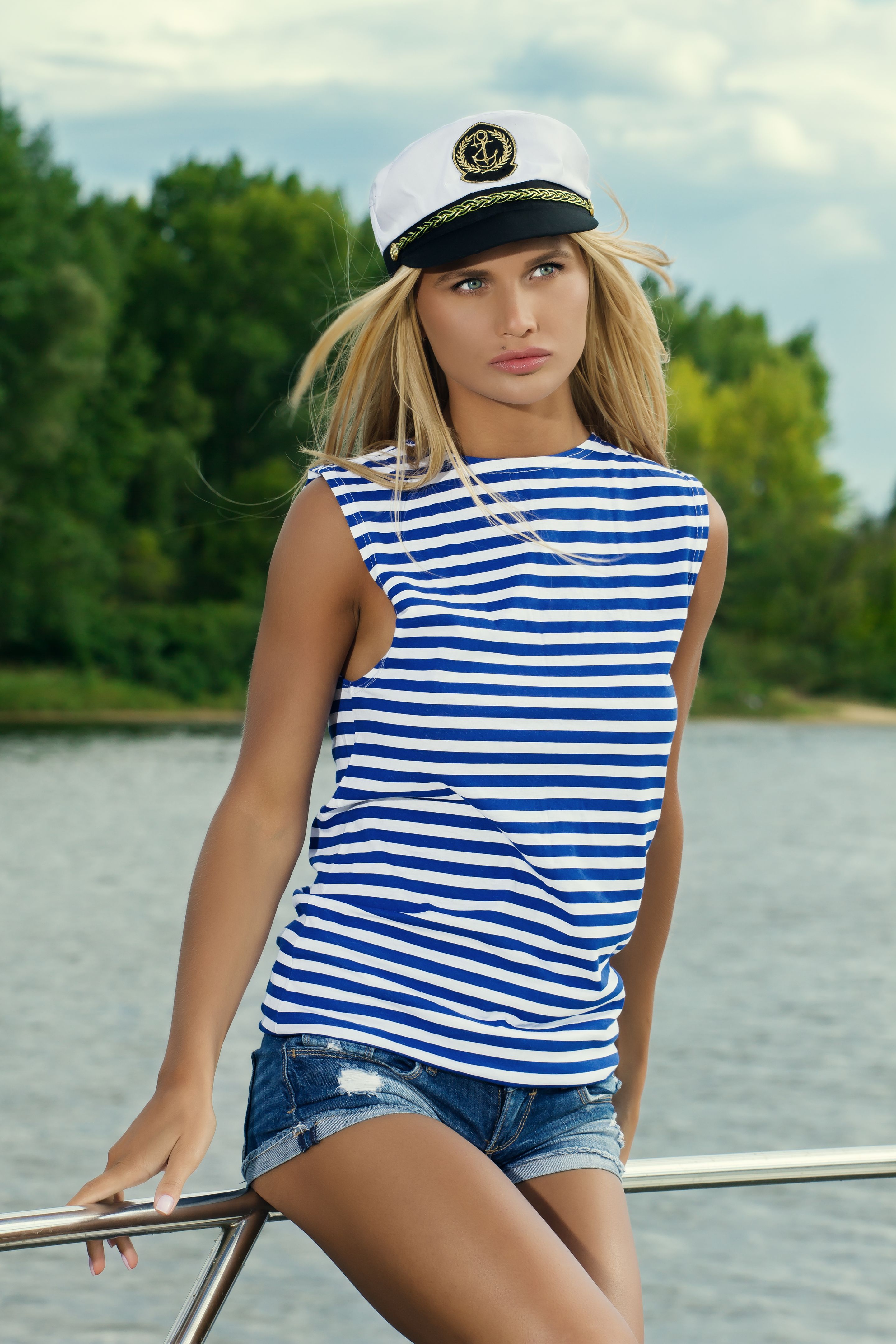 Beautiful sailor woman portrait