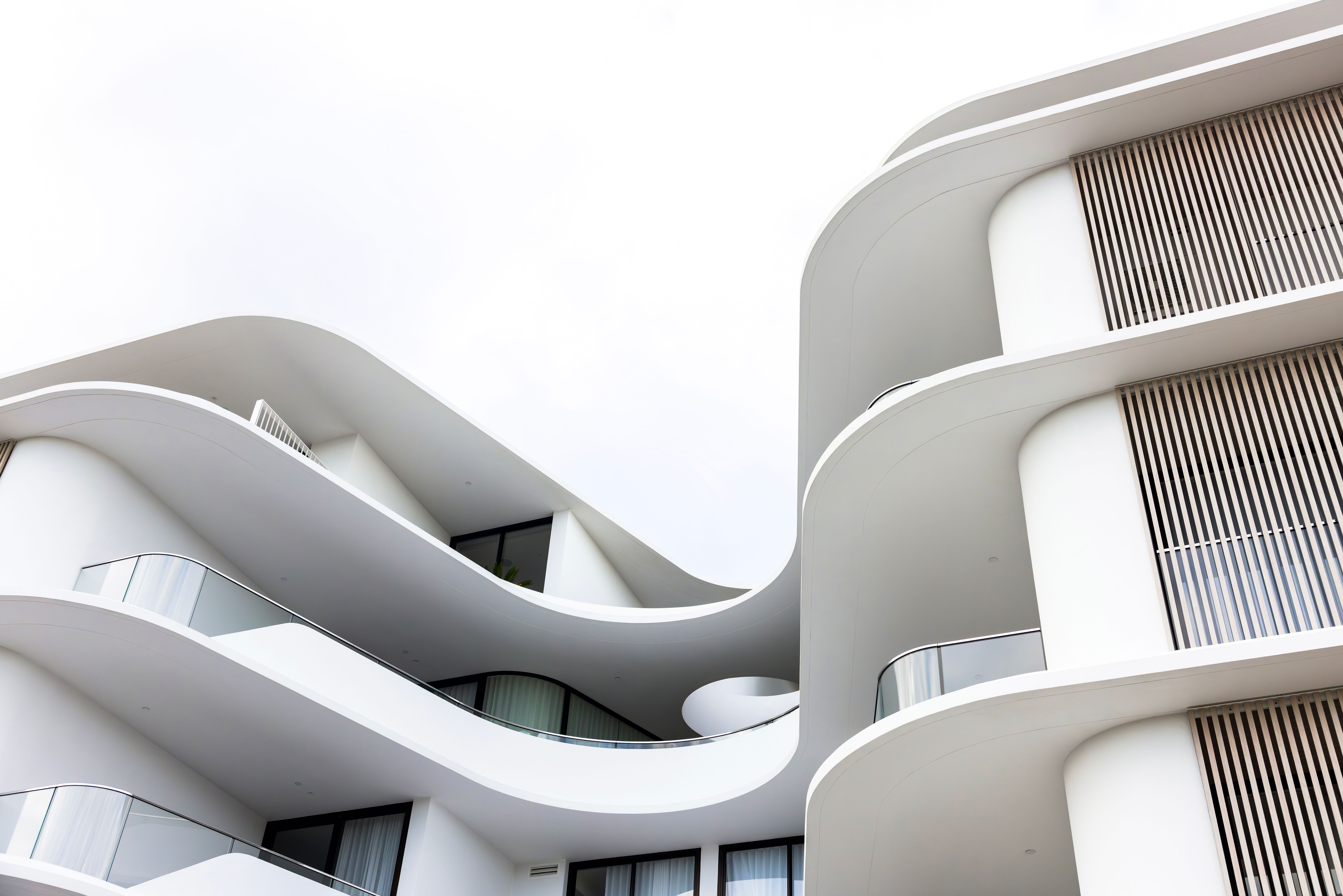 Brand new modern apartment building, background with copy space