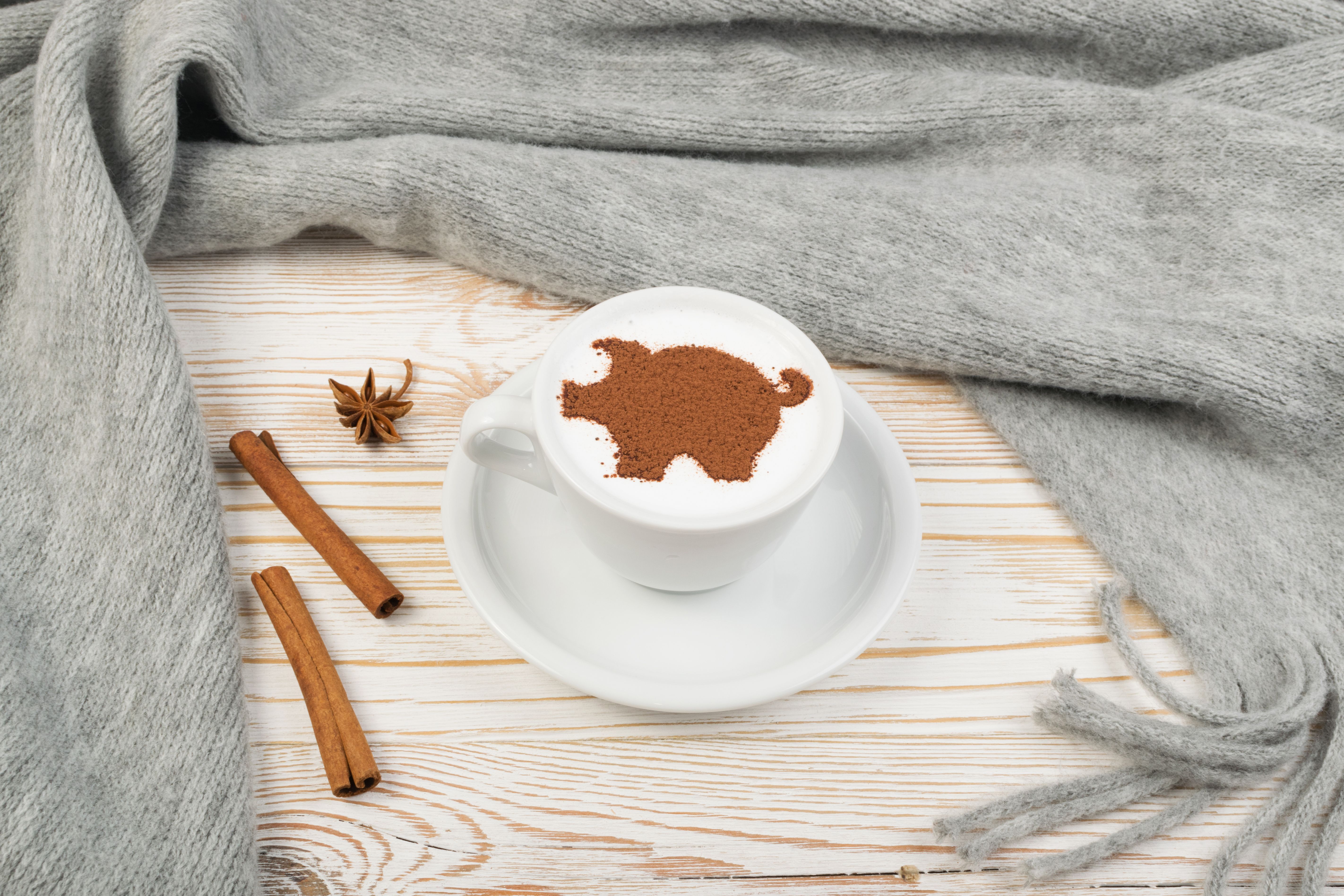 New Year Numbers 2019 on Macchiato or Latte Cappuccino