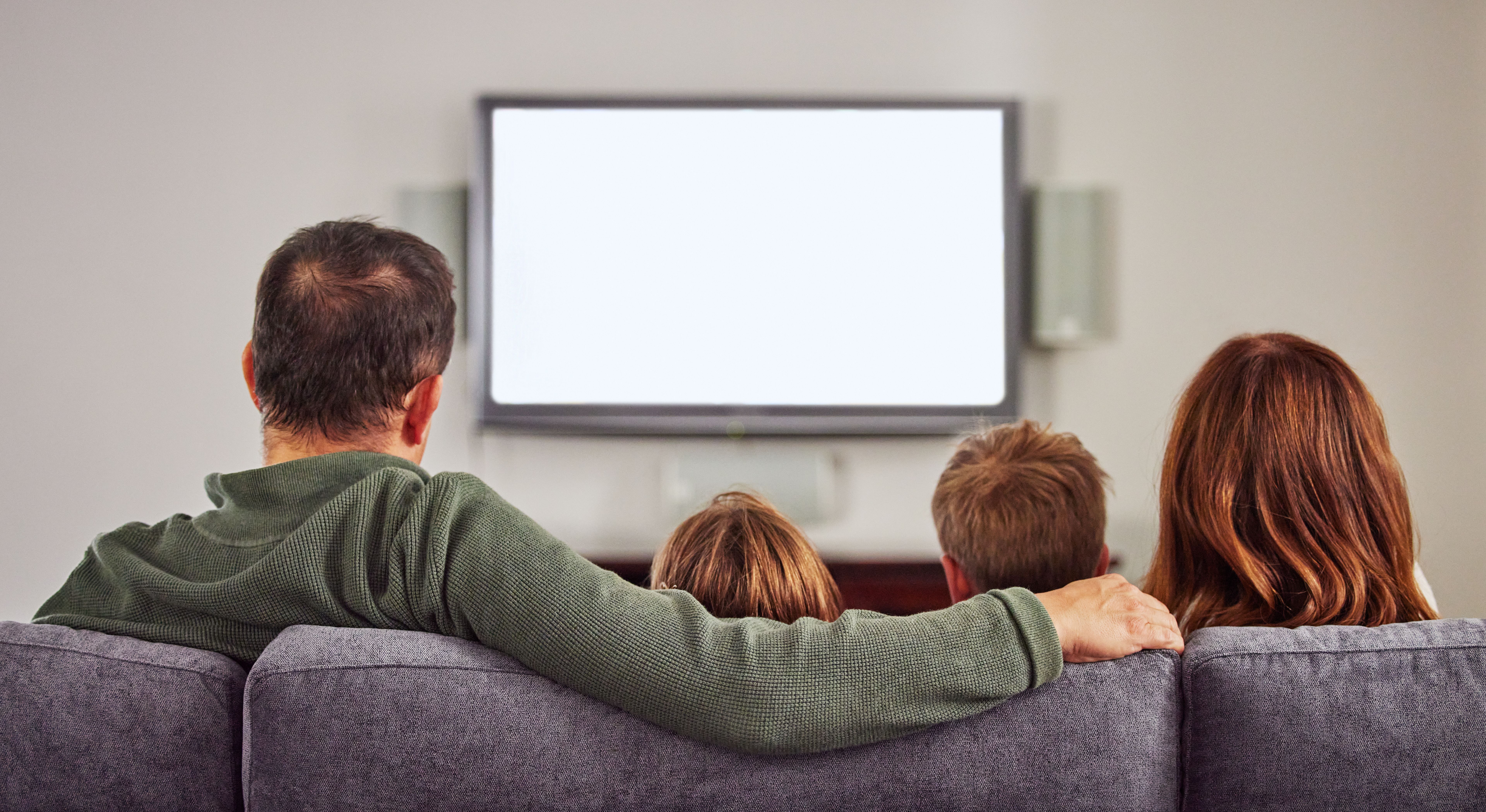 family watching tv