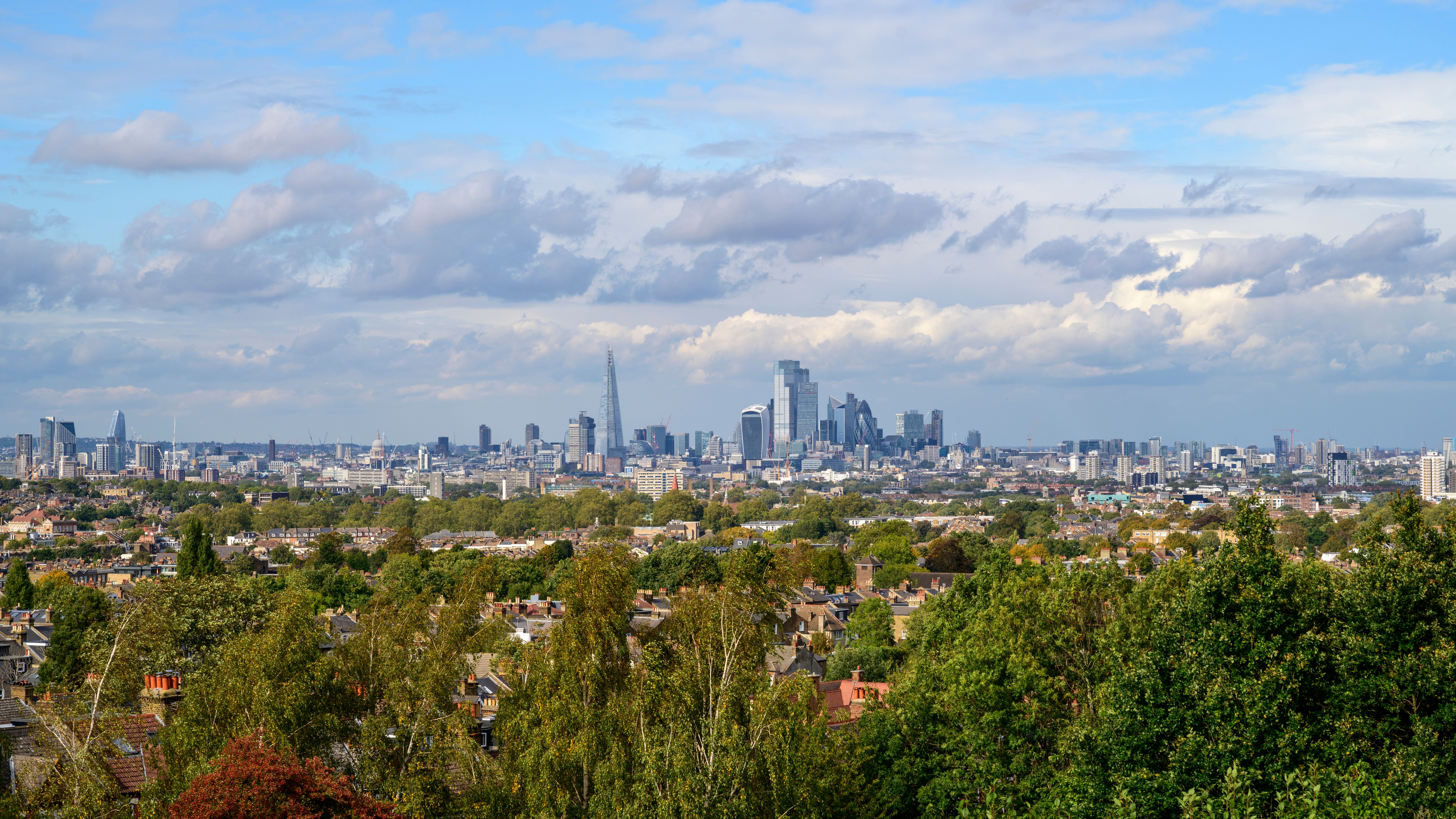 City of London wide panorama with urban sprawl