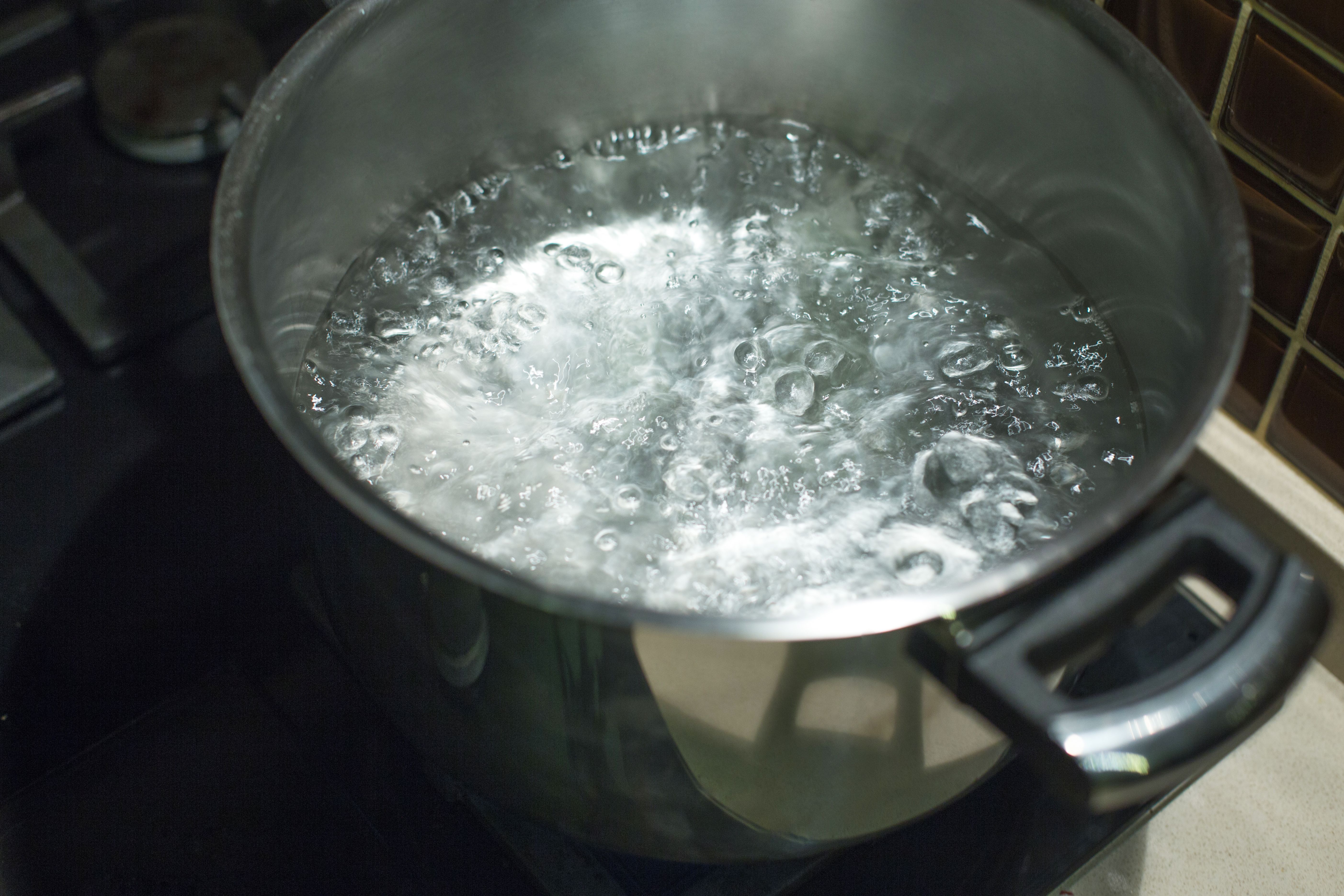 salt in boiling water