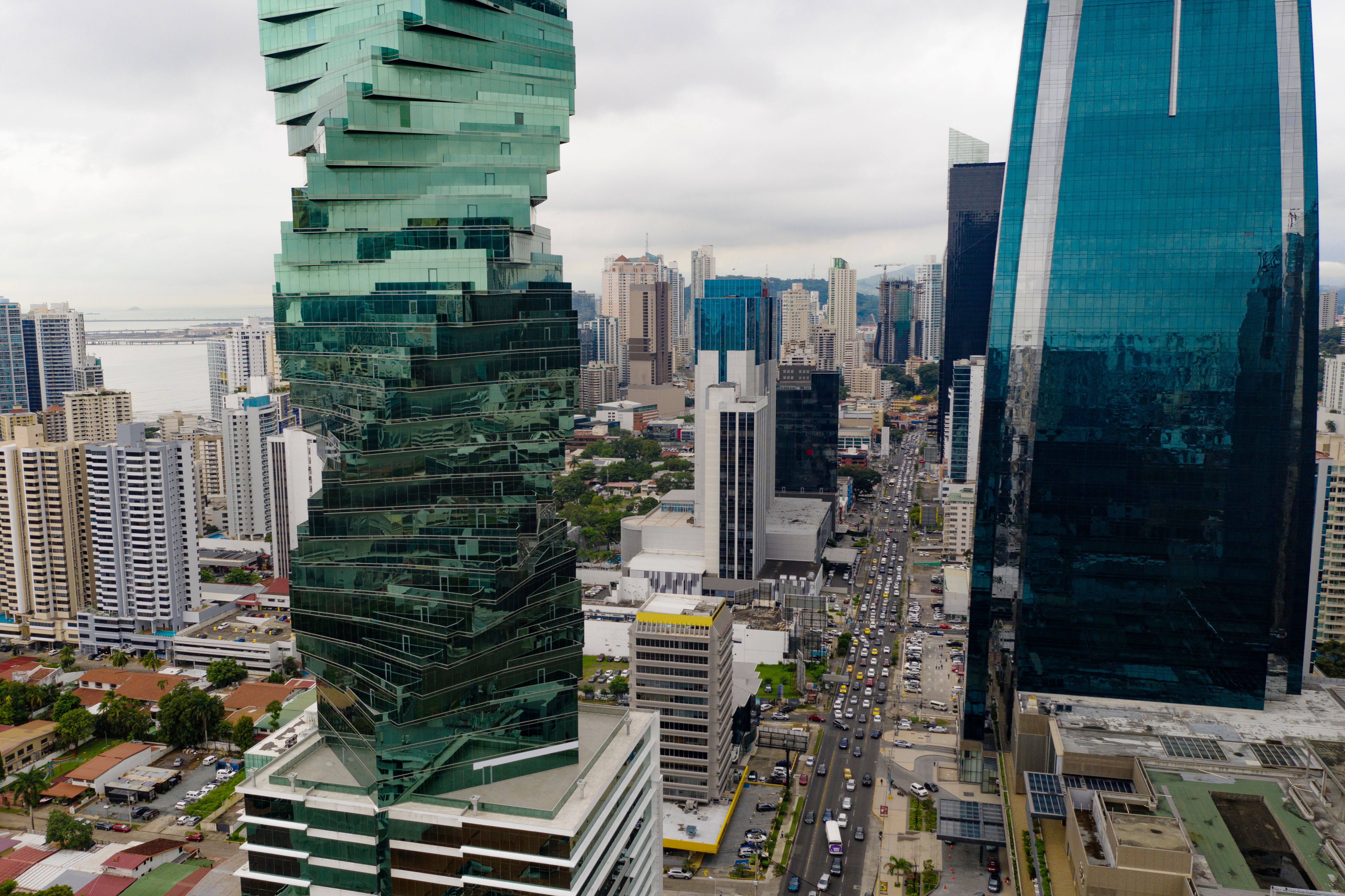 Panama city aerial view of modern part of the city