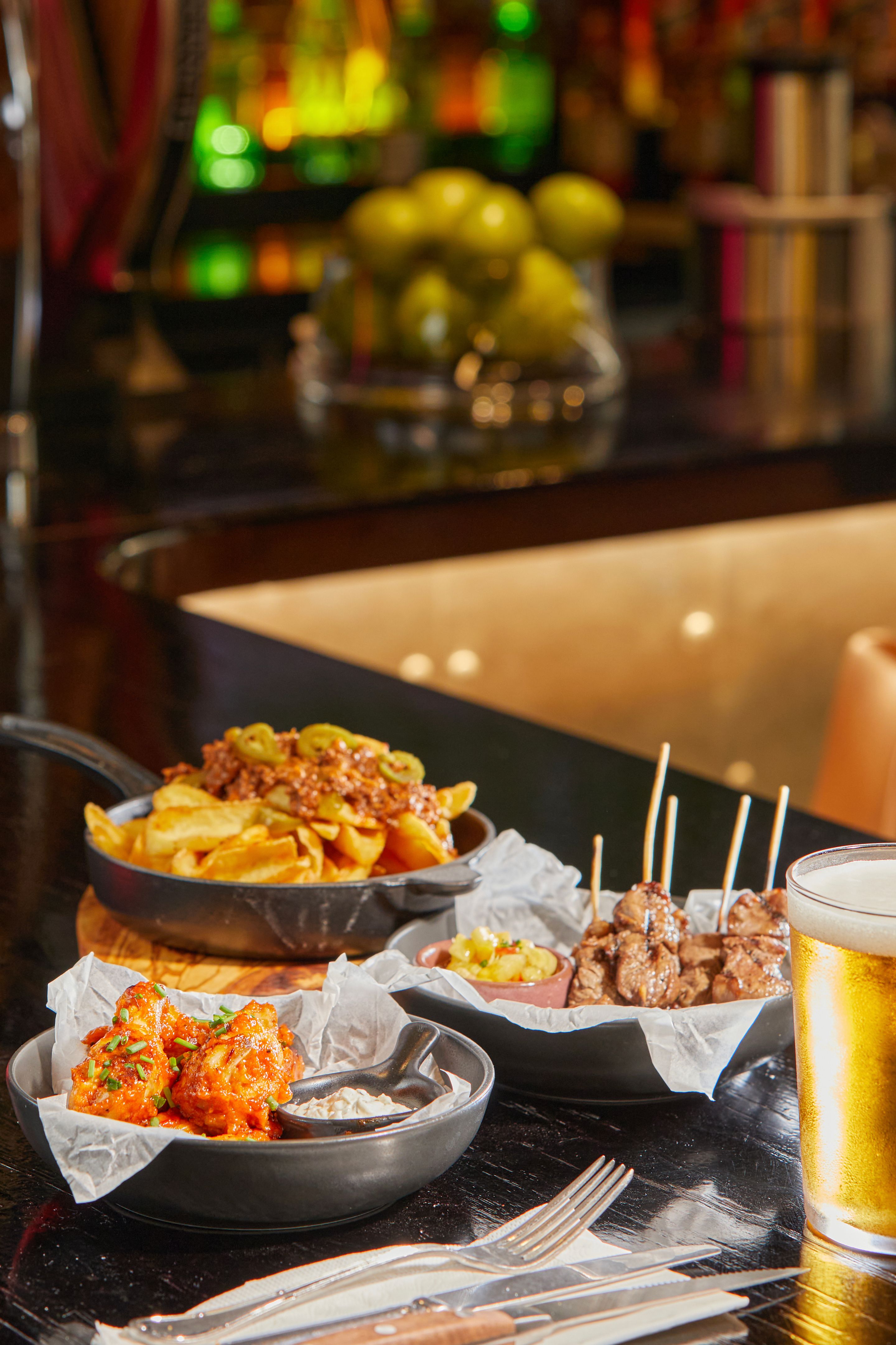 Bar Snacks And Beer Over Bar Desk Bar Snacks And Beer Over Bar Desk