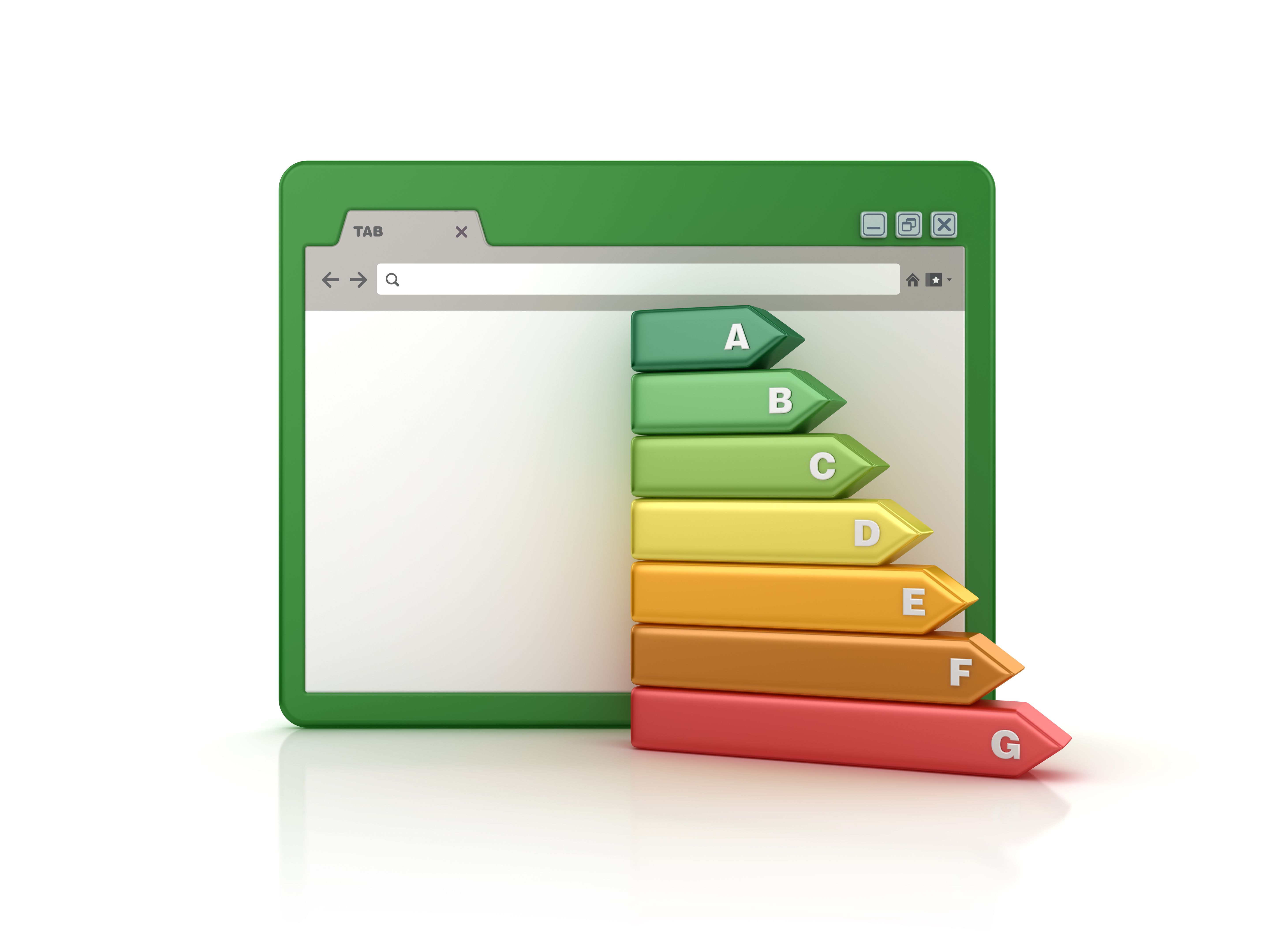 Web Browser with Energy Efficiency Diagram - 3D Rendering