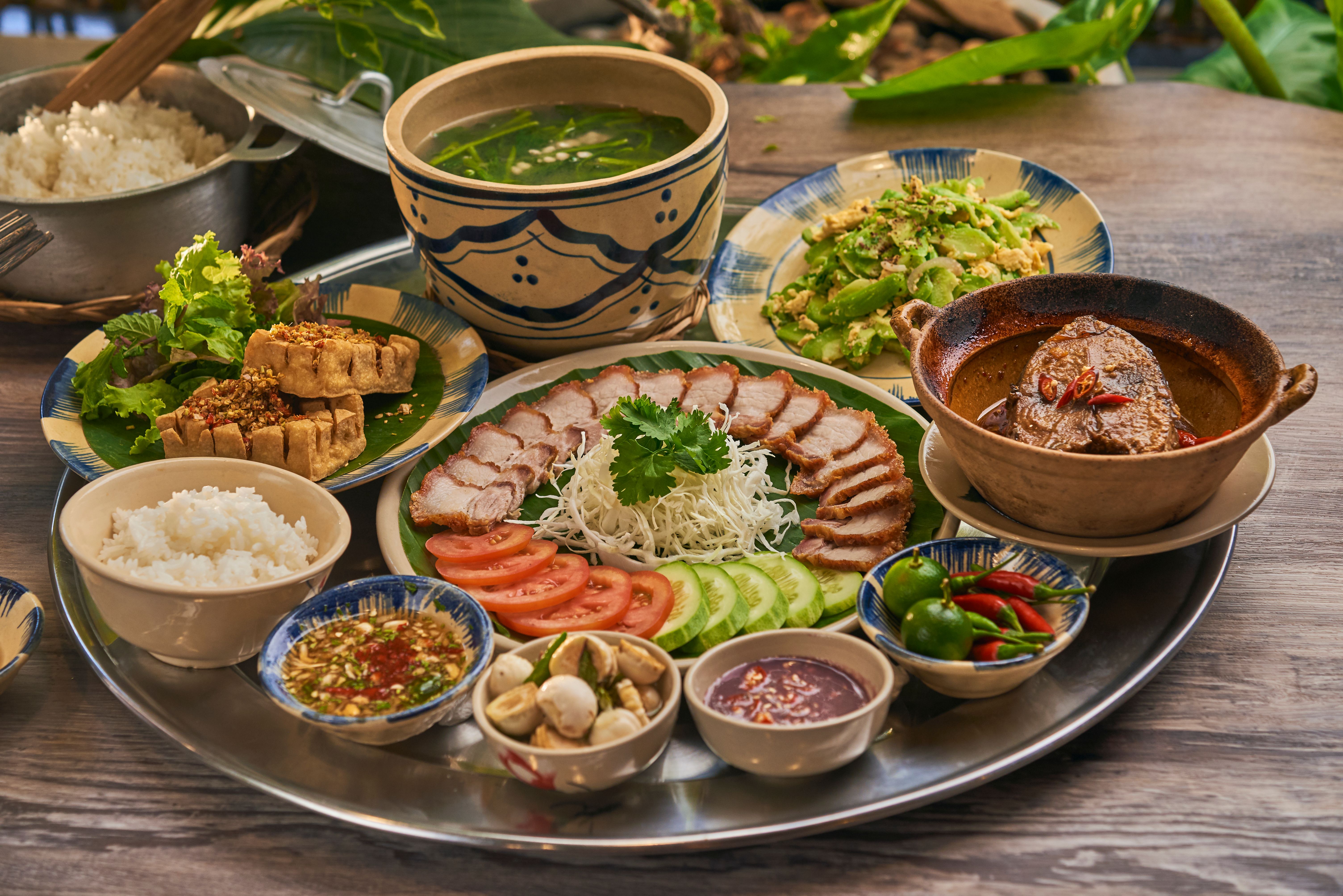 Vietnamse traditional  Food in wooden table