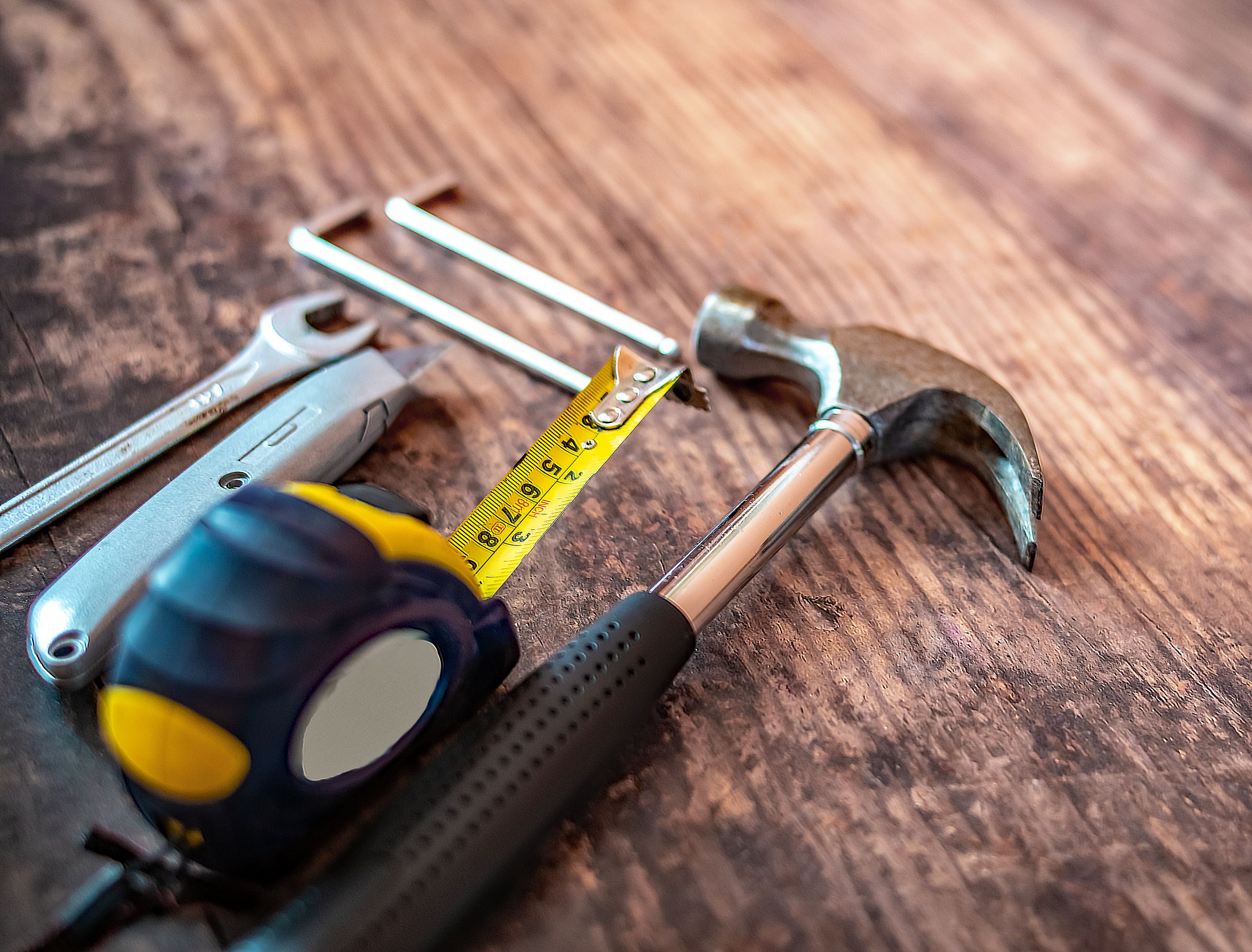 High Angle View Of Tools On Table