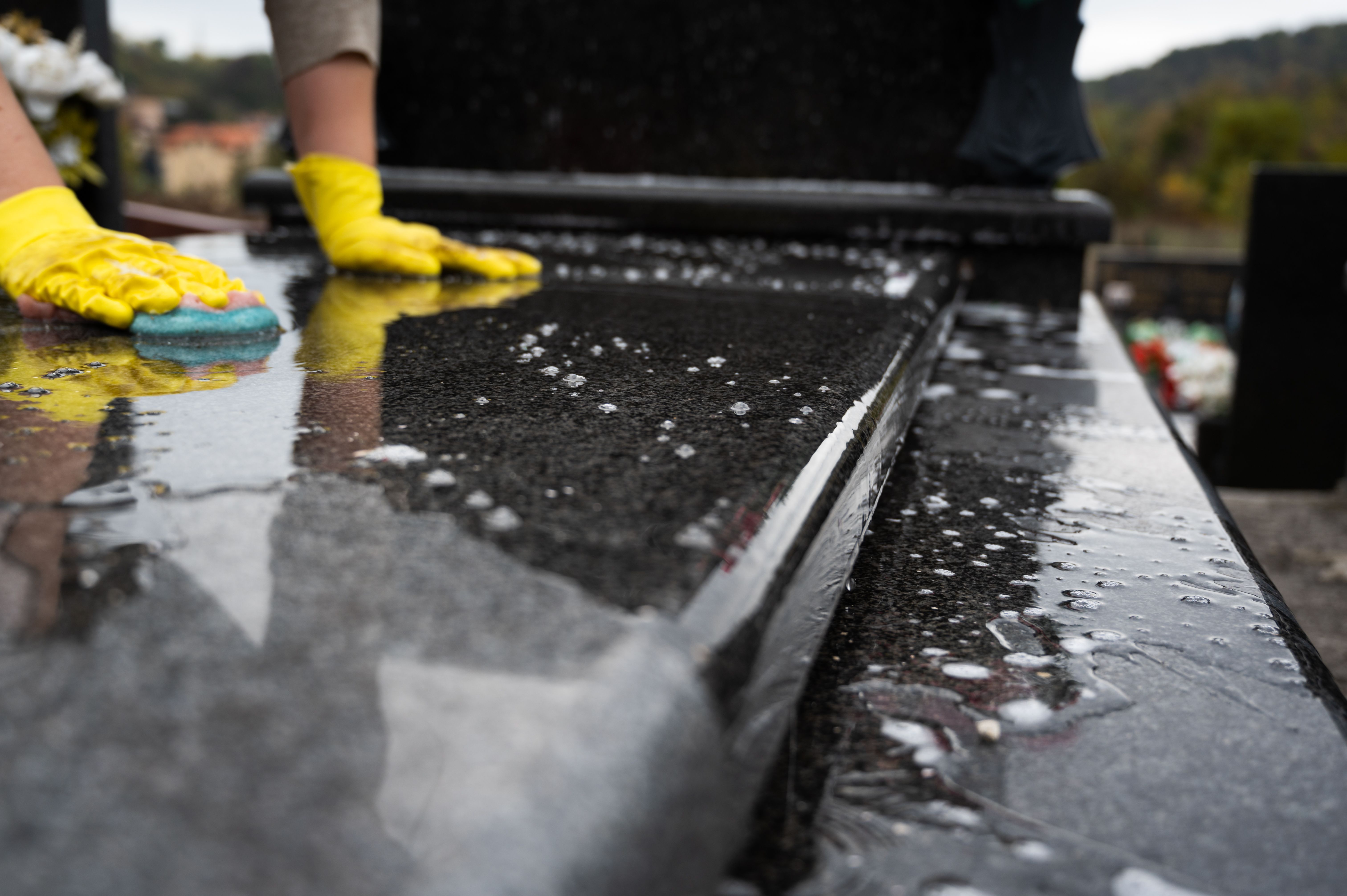Headstone cleaning