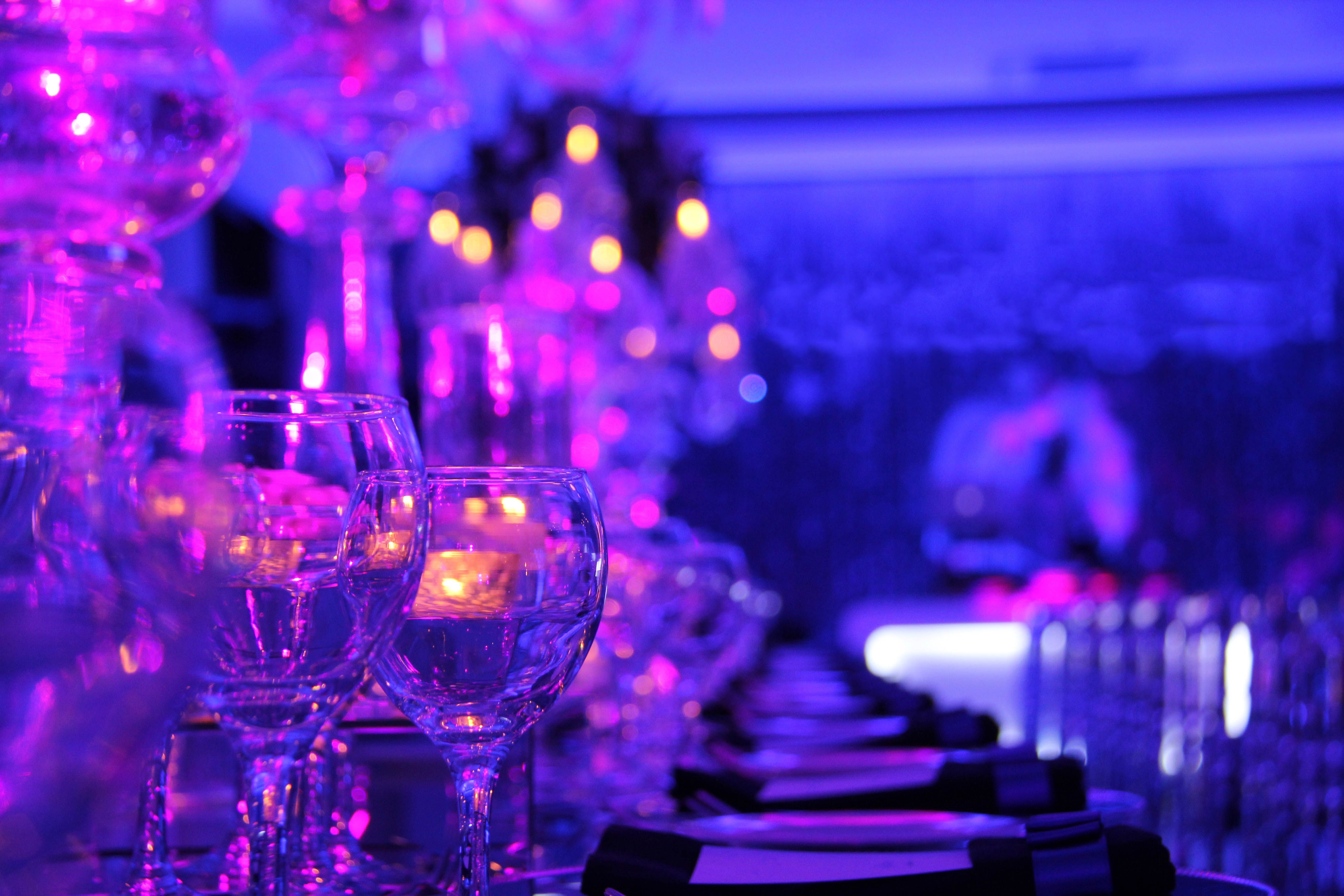 Wedding hall or other function facility set for fine dining