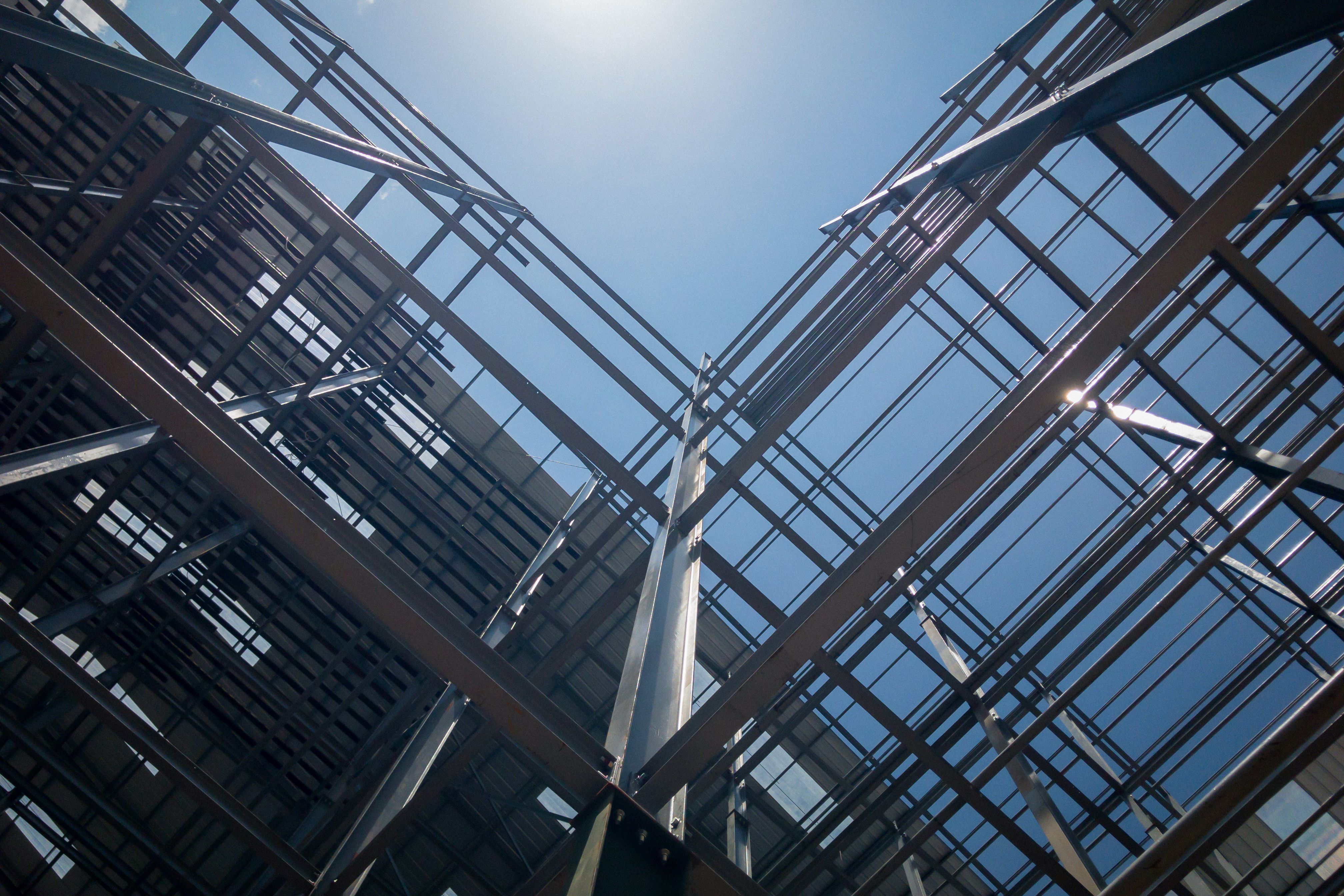 Construction of building on sky background Construction of building on sky background