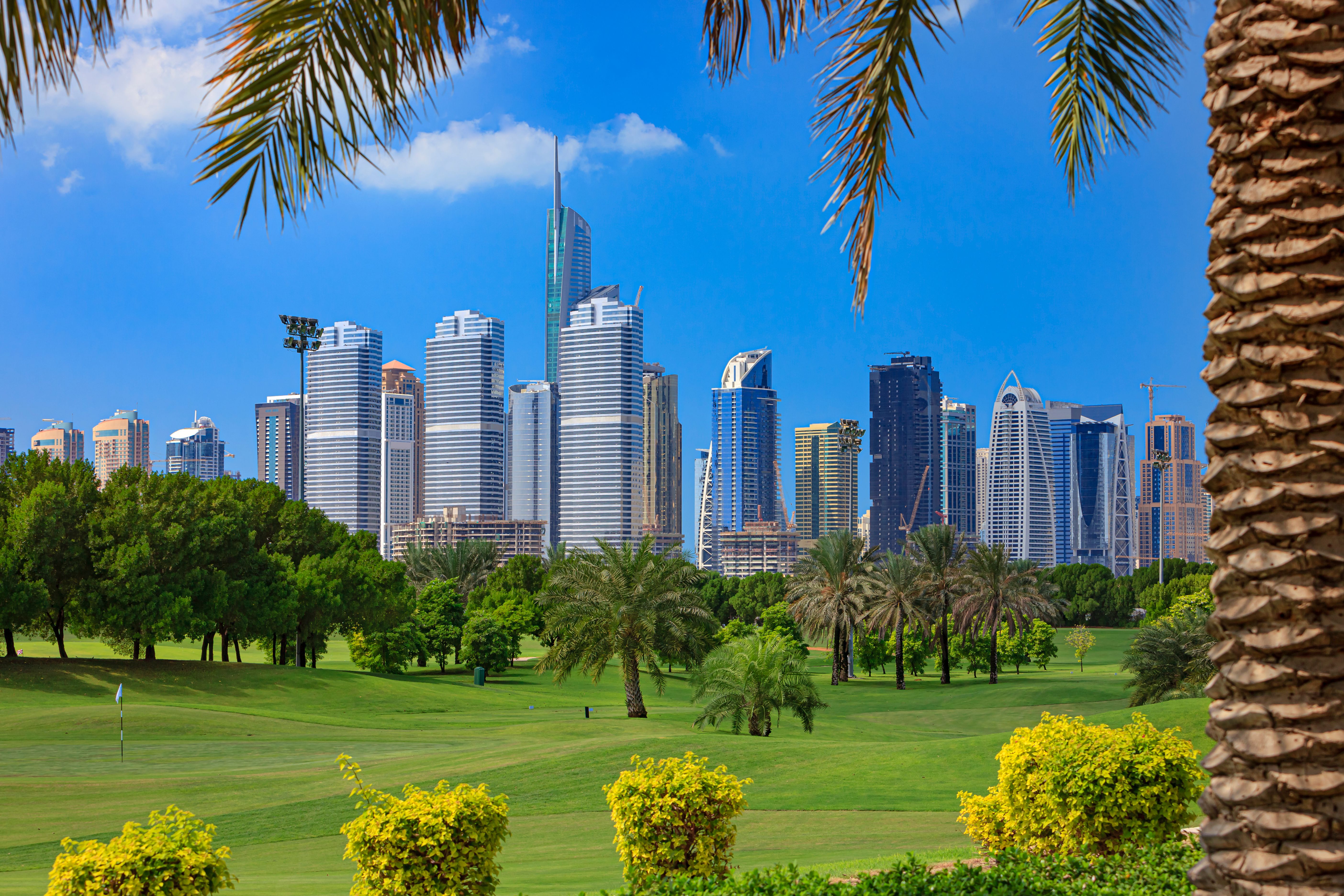 Dubai's changing Skyline - Golf foreground