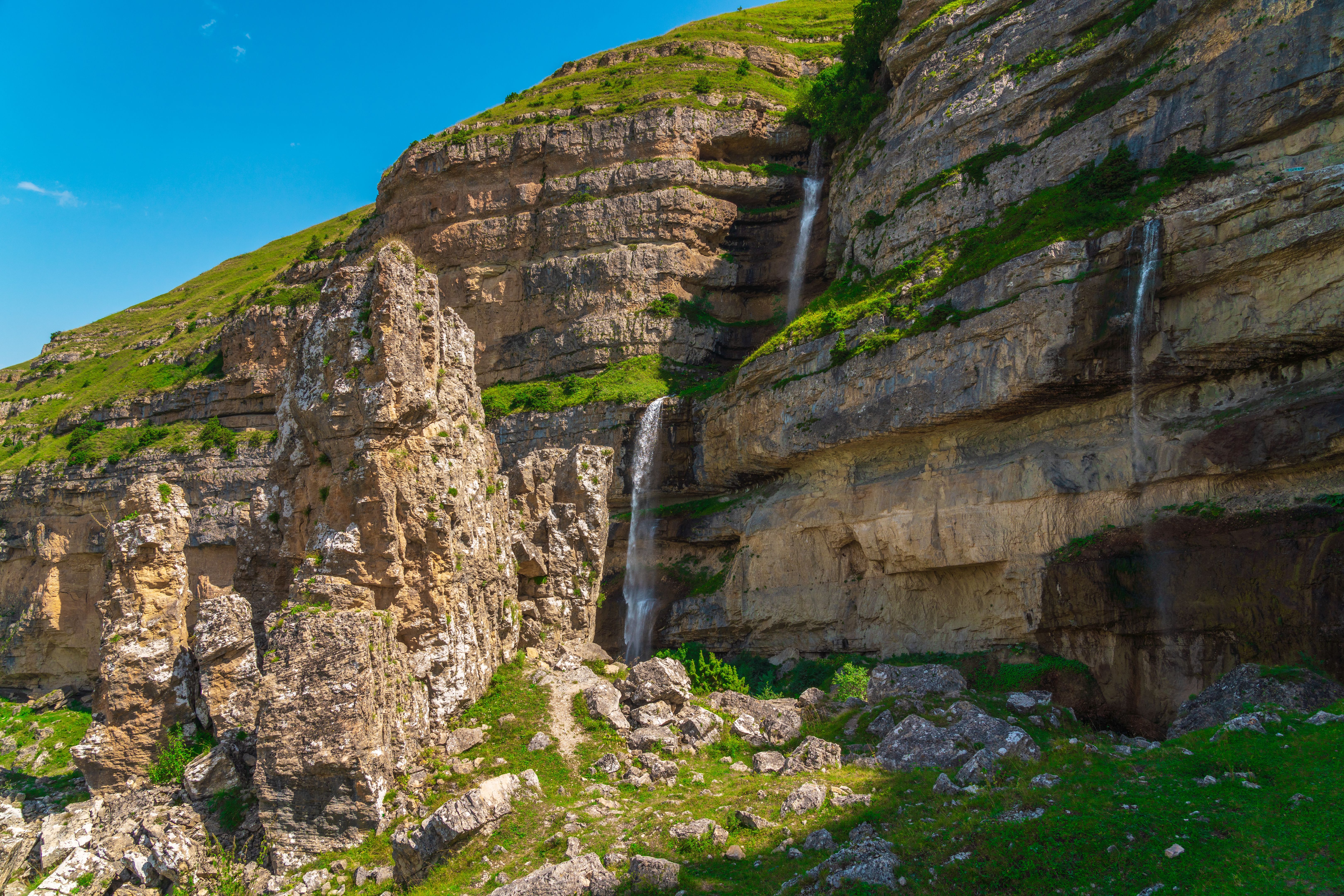 Beautiful Laza waterfall in the mountains of northern Azerbaijan