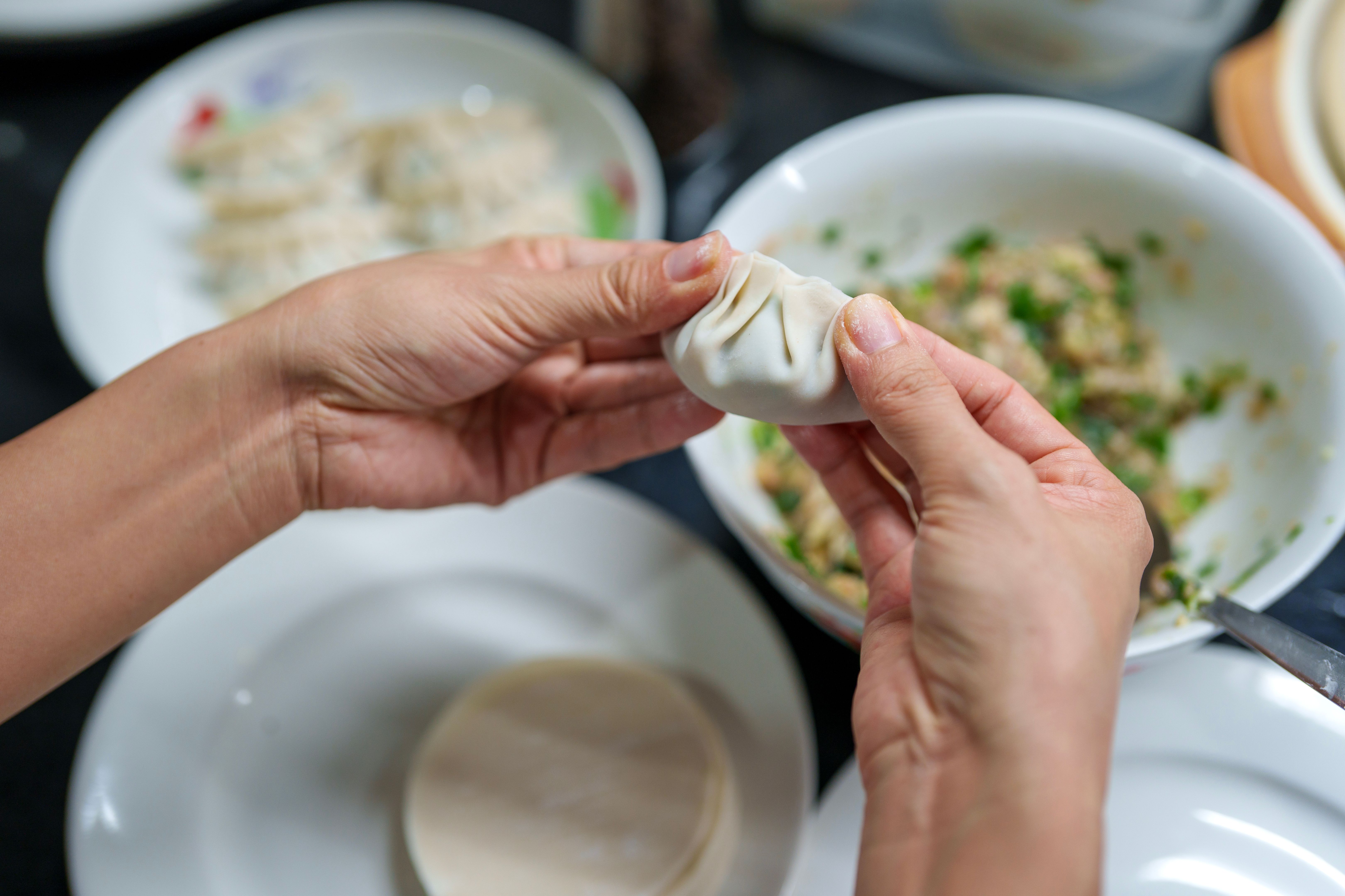wrapping dumplings