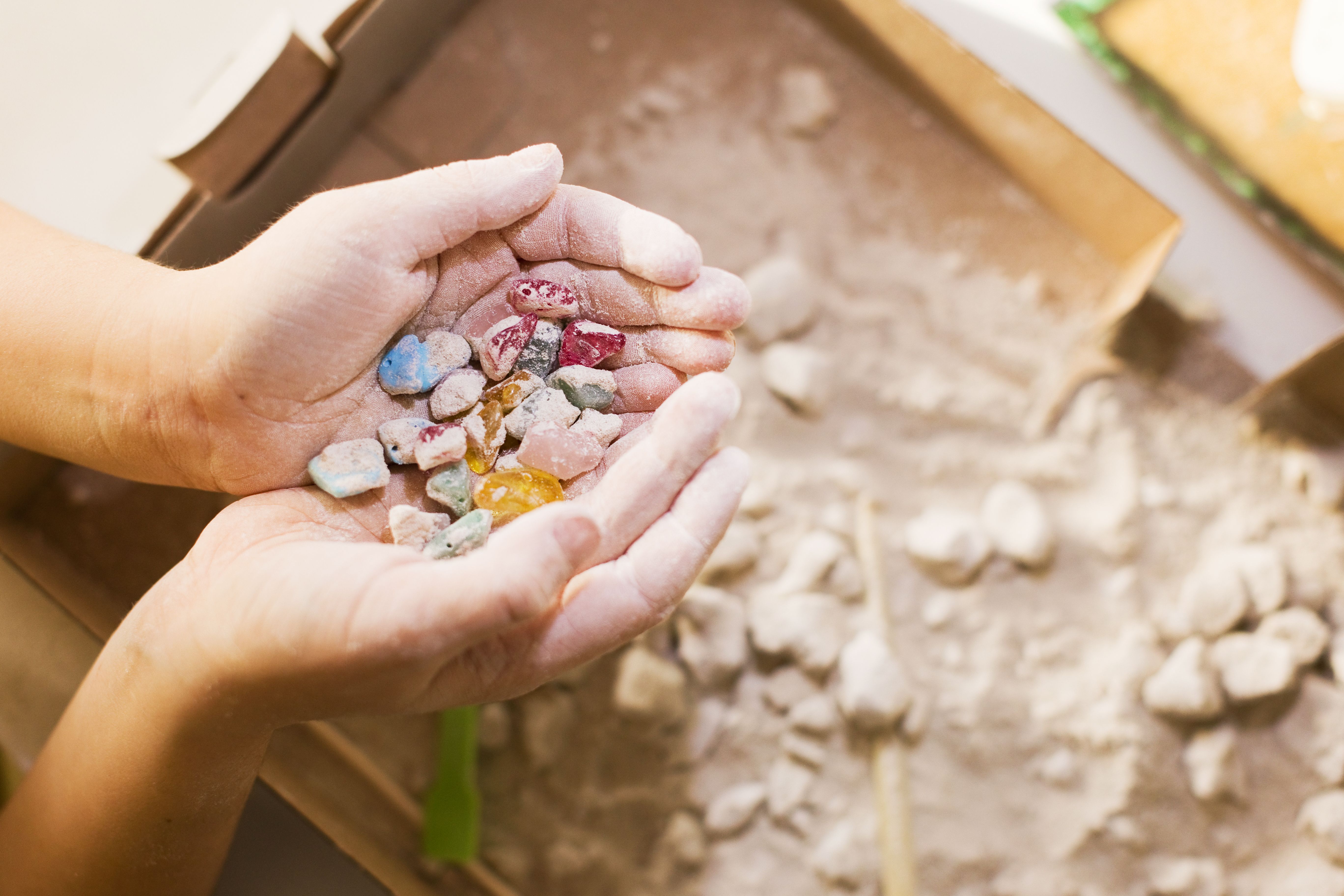 children digging fossils