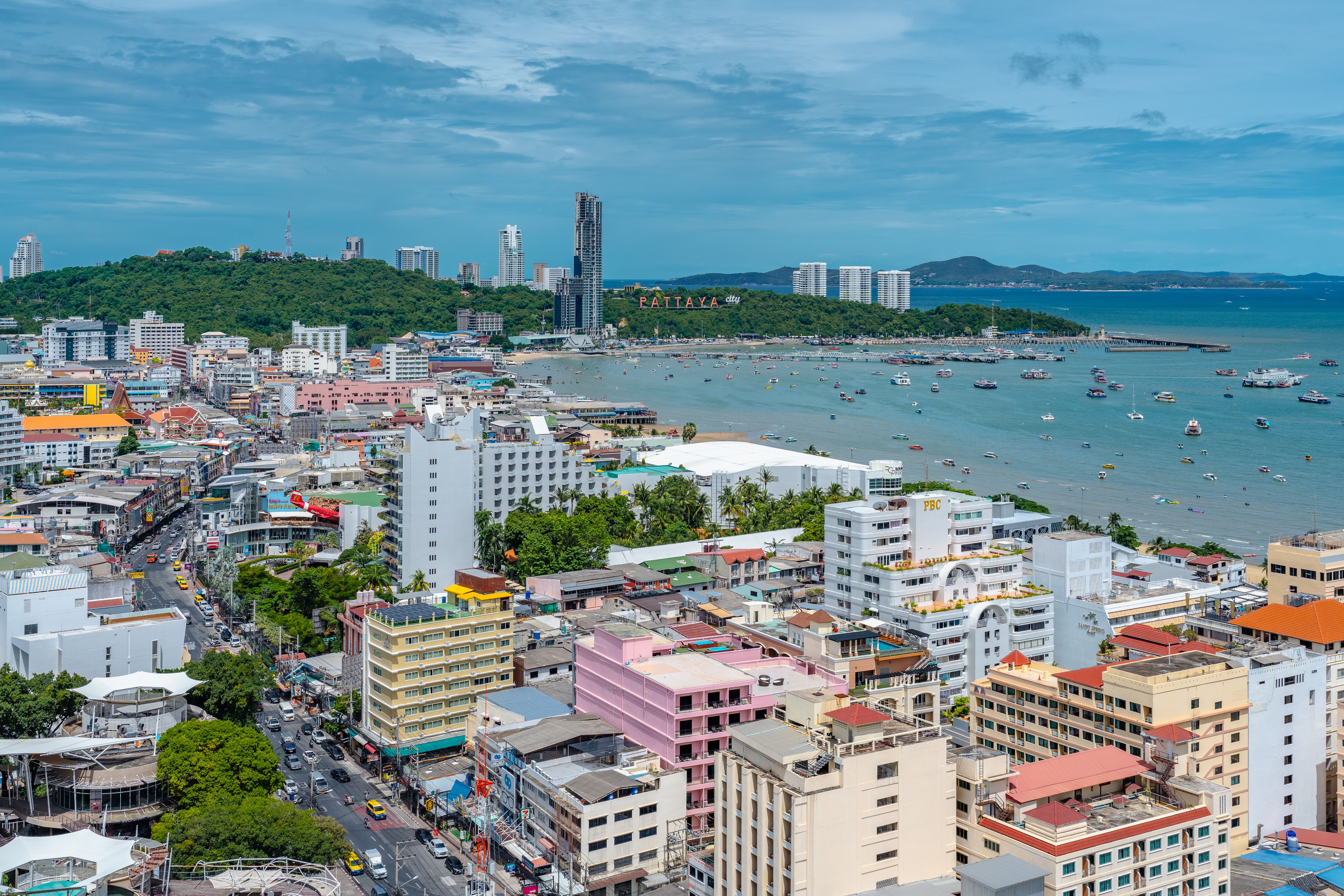 Pattaya Chonburi Thailand - 24 June 2024 : Beautiful landscape and cityscape of Pattaya city popular destination in Thailand