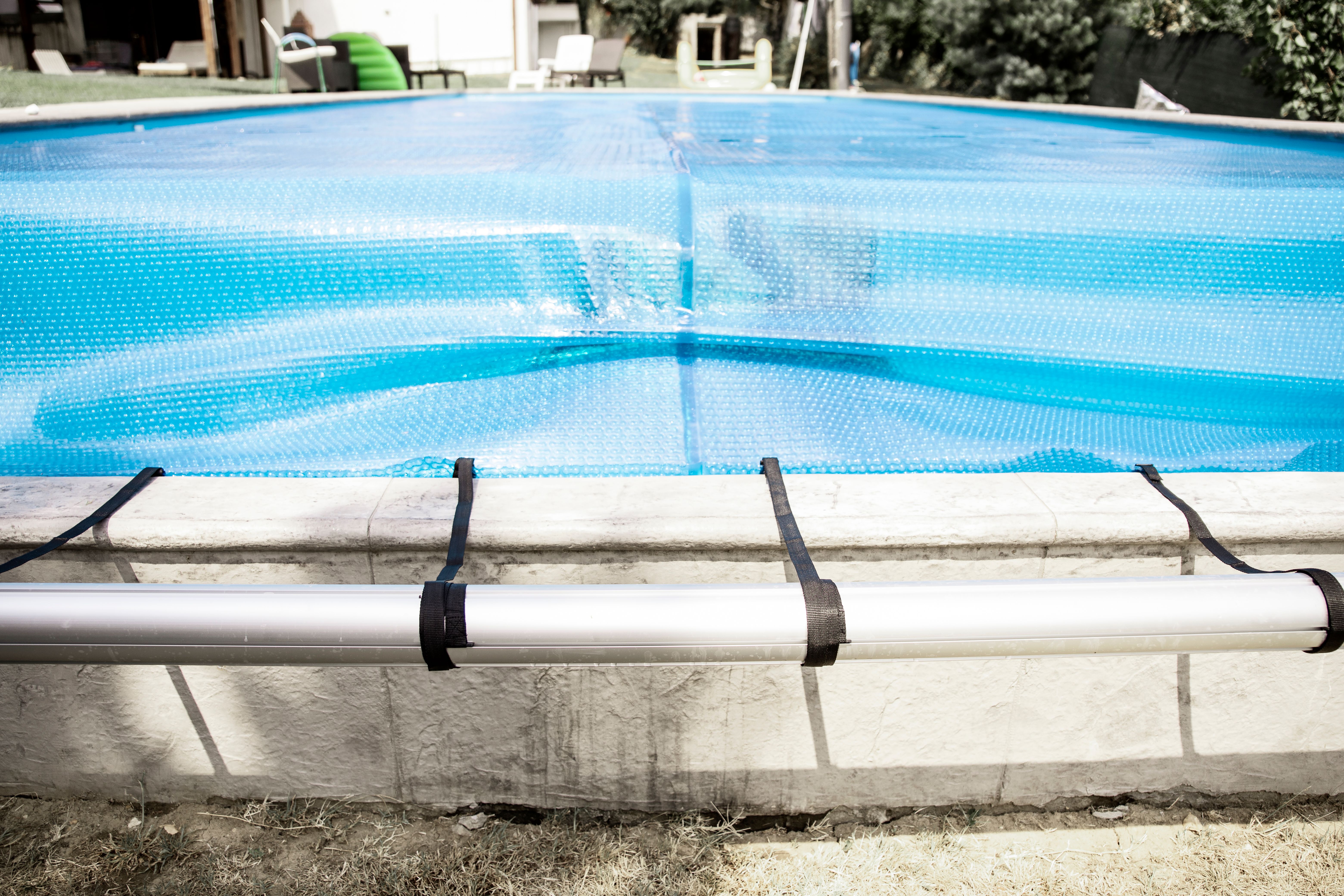 Pool with thermal foil cover