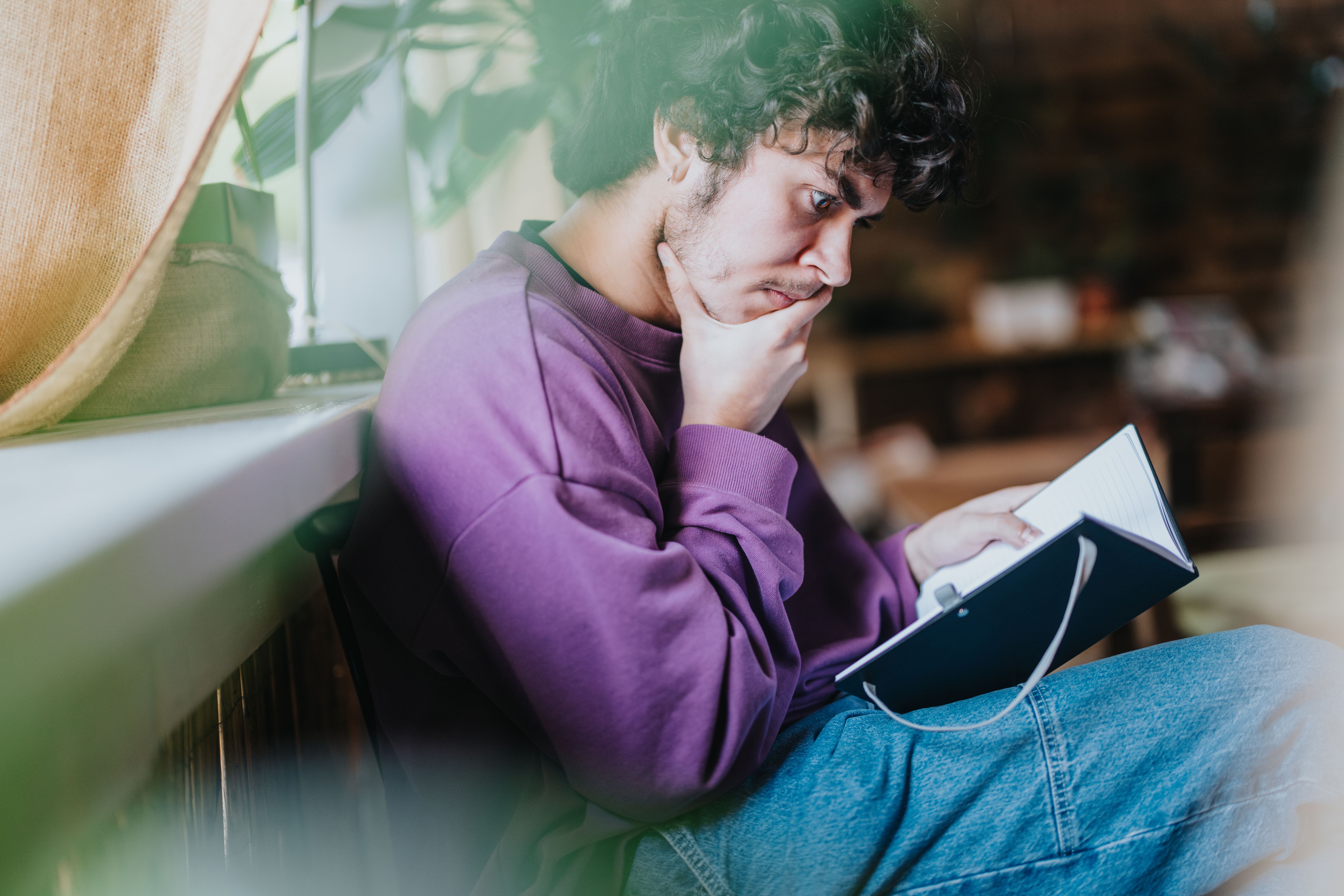 student reviewing notes