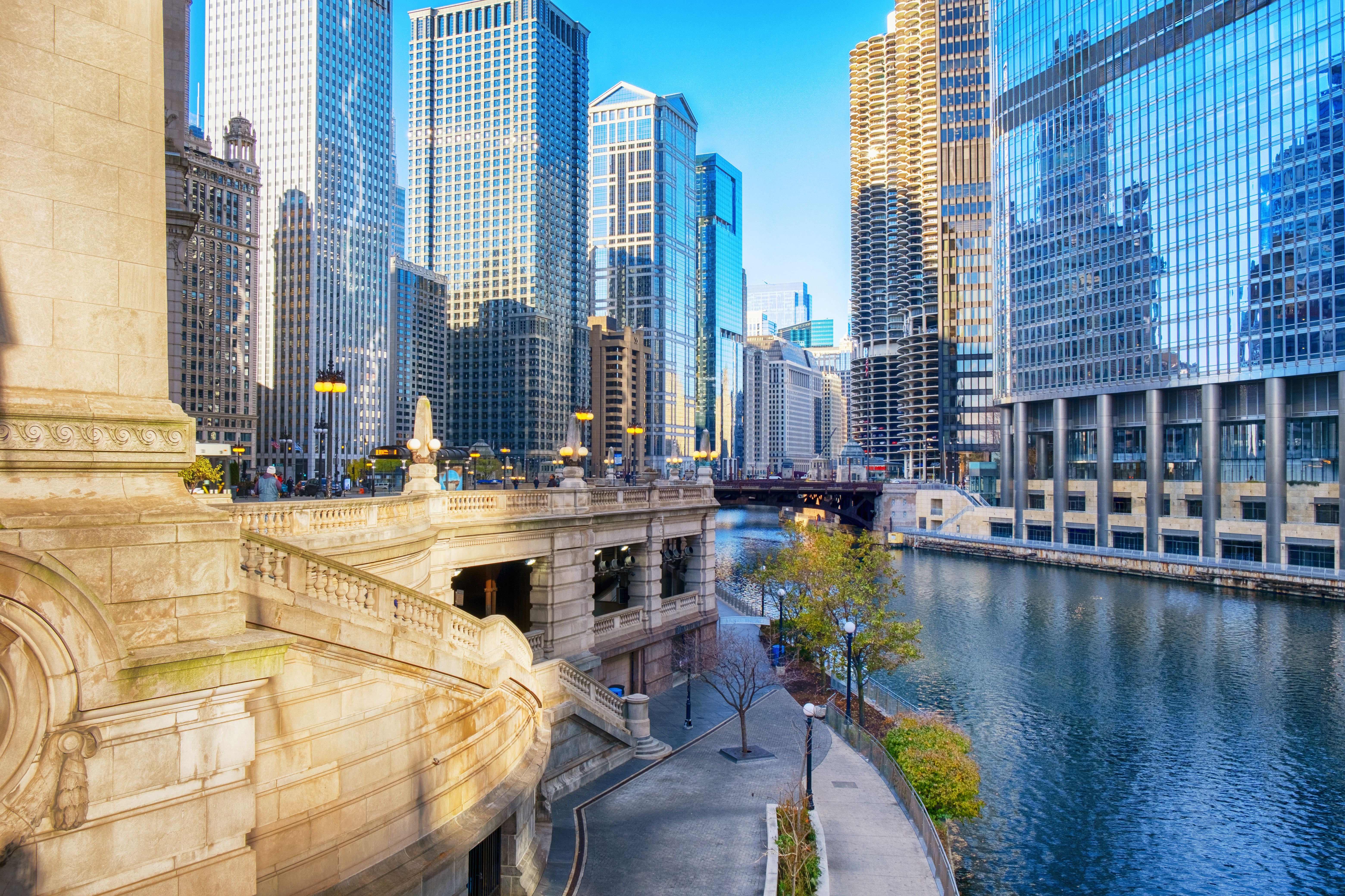 Chicago River Between Skyscrapers