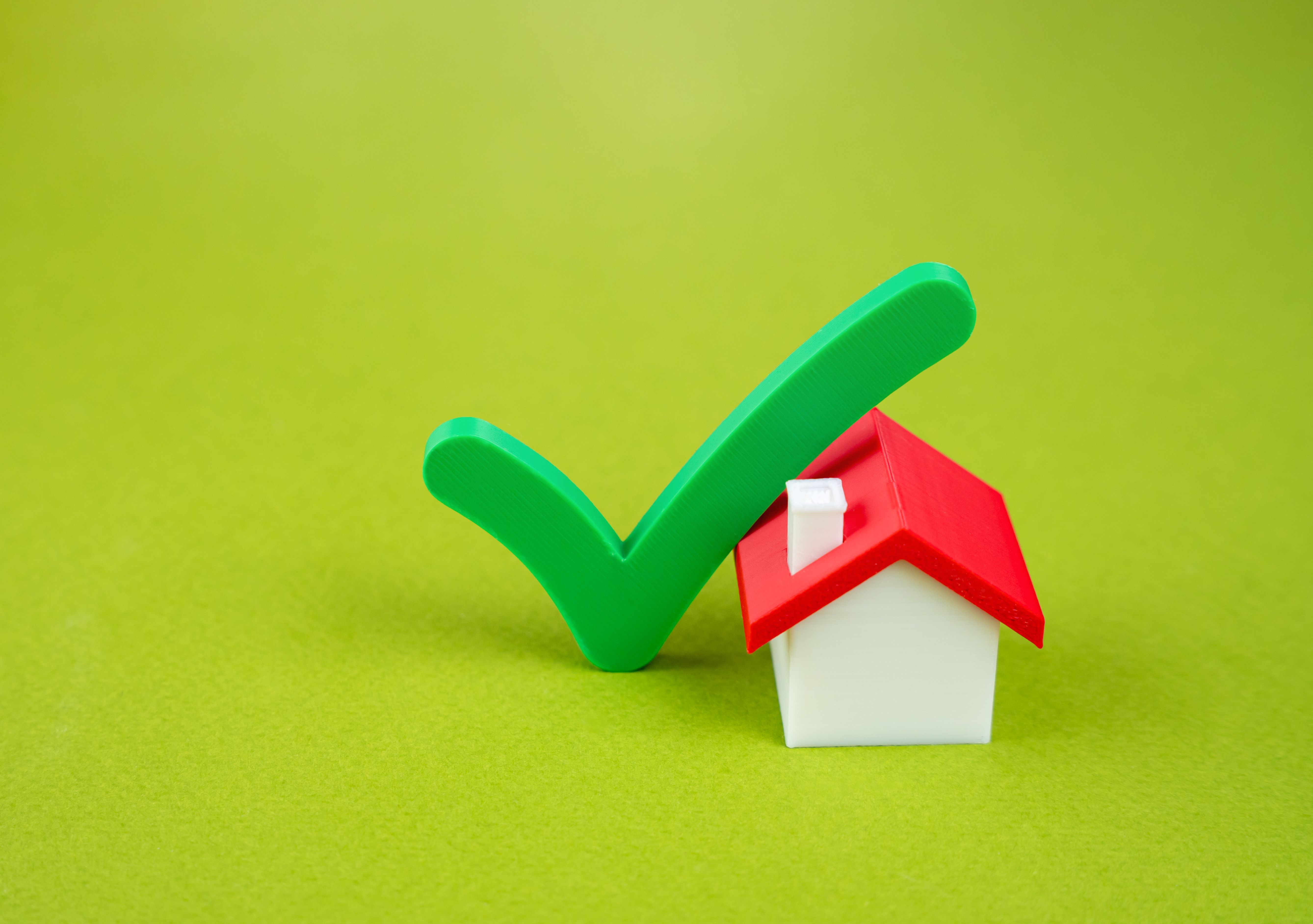House and green check mark. Residence verification. The best choice of housing. House and green check mark. Residence verification. The best choice of housing.
