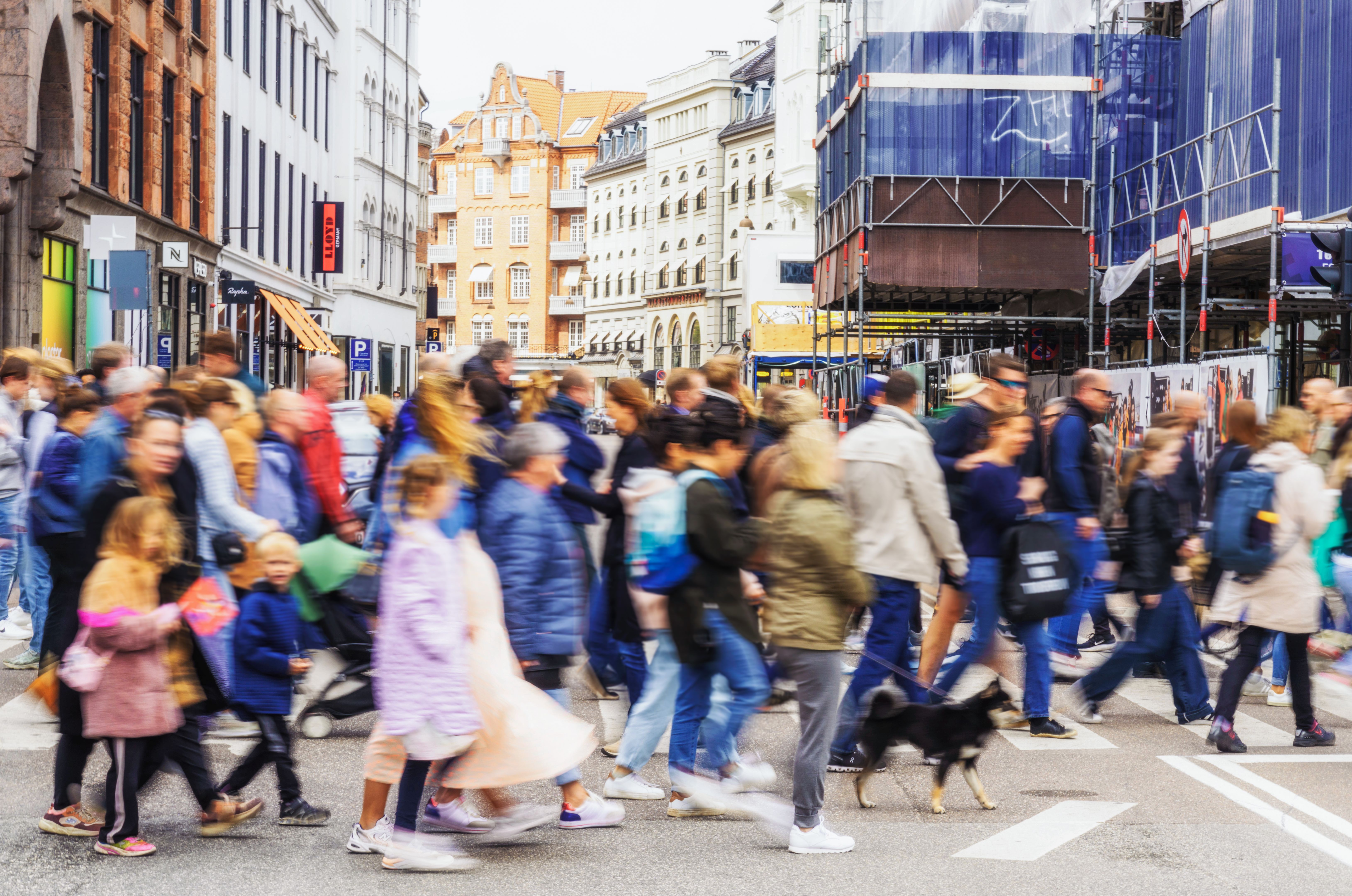 Busy crosswalk in Copenhagen