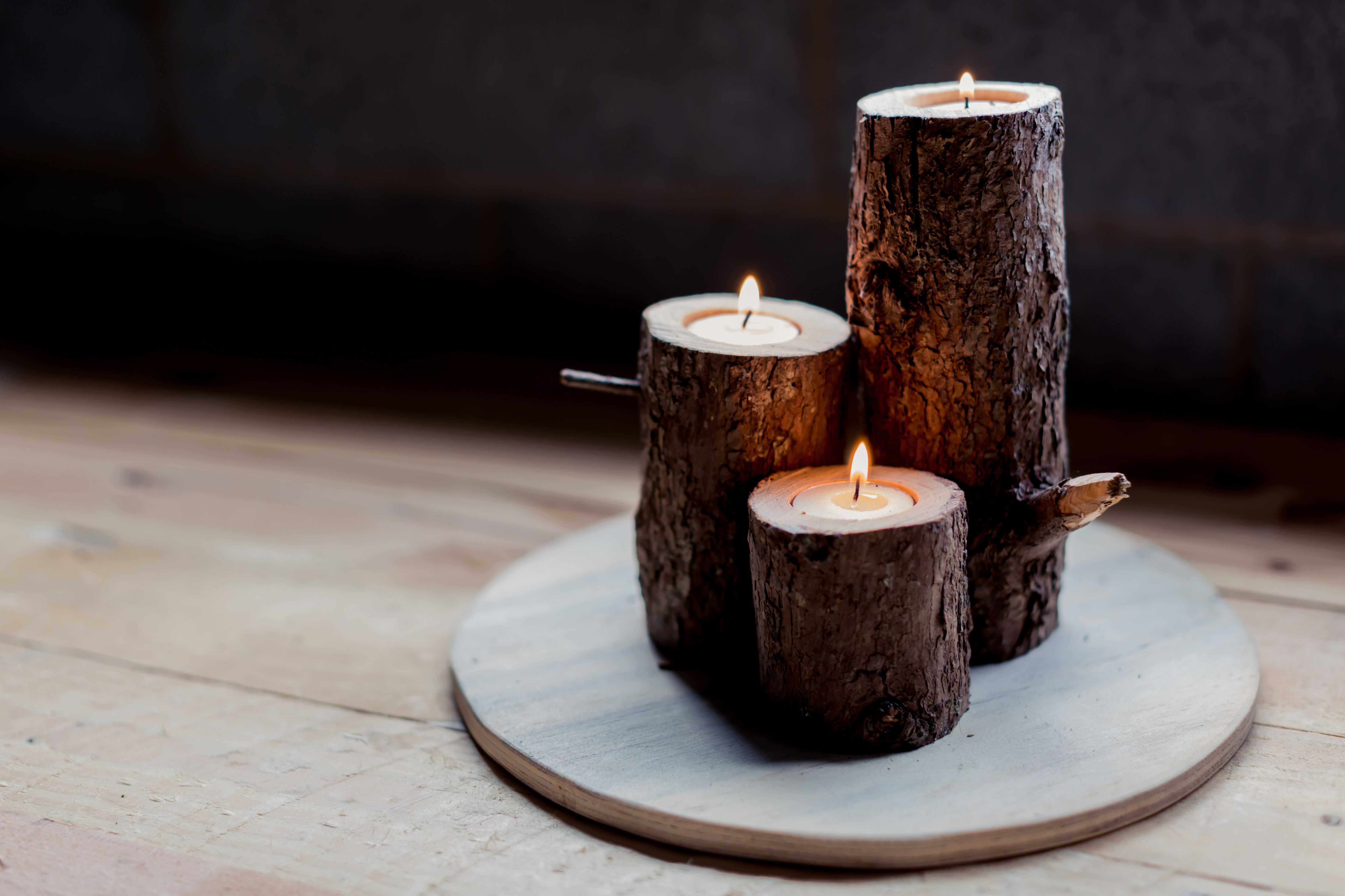 wooden candle holders