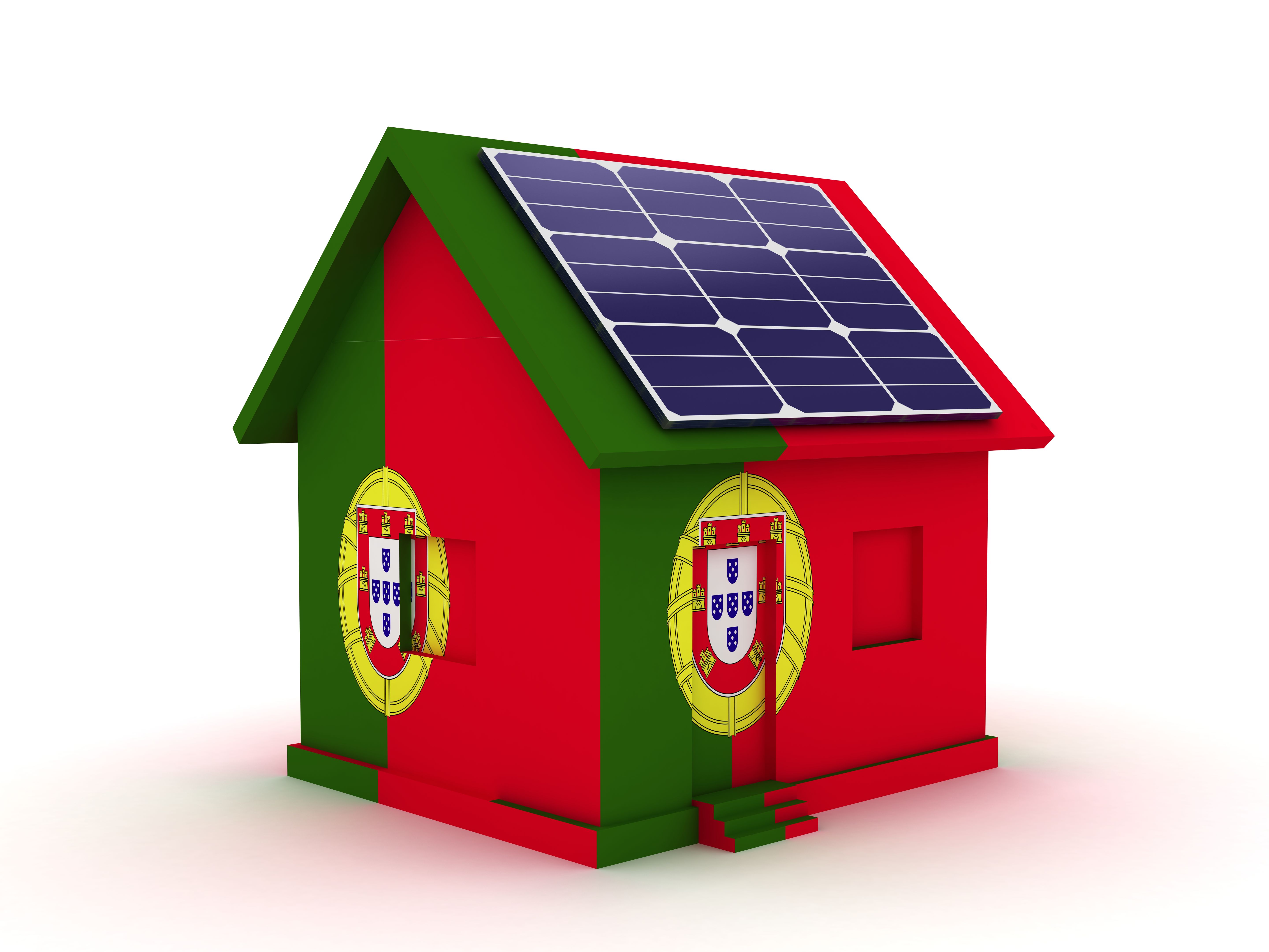 Portugal flag house solar panel renewable energy Portugal flag house solar panel renewable energy