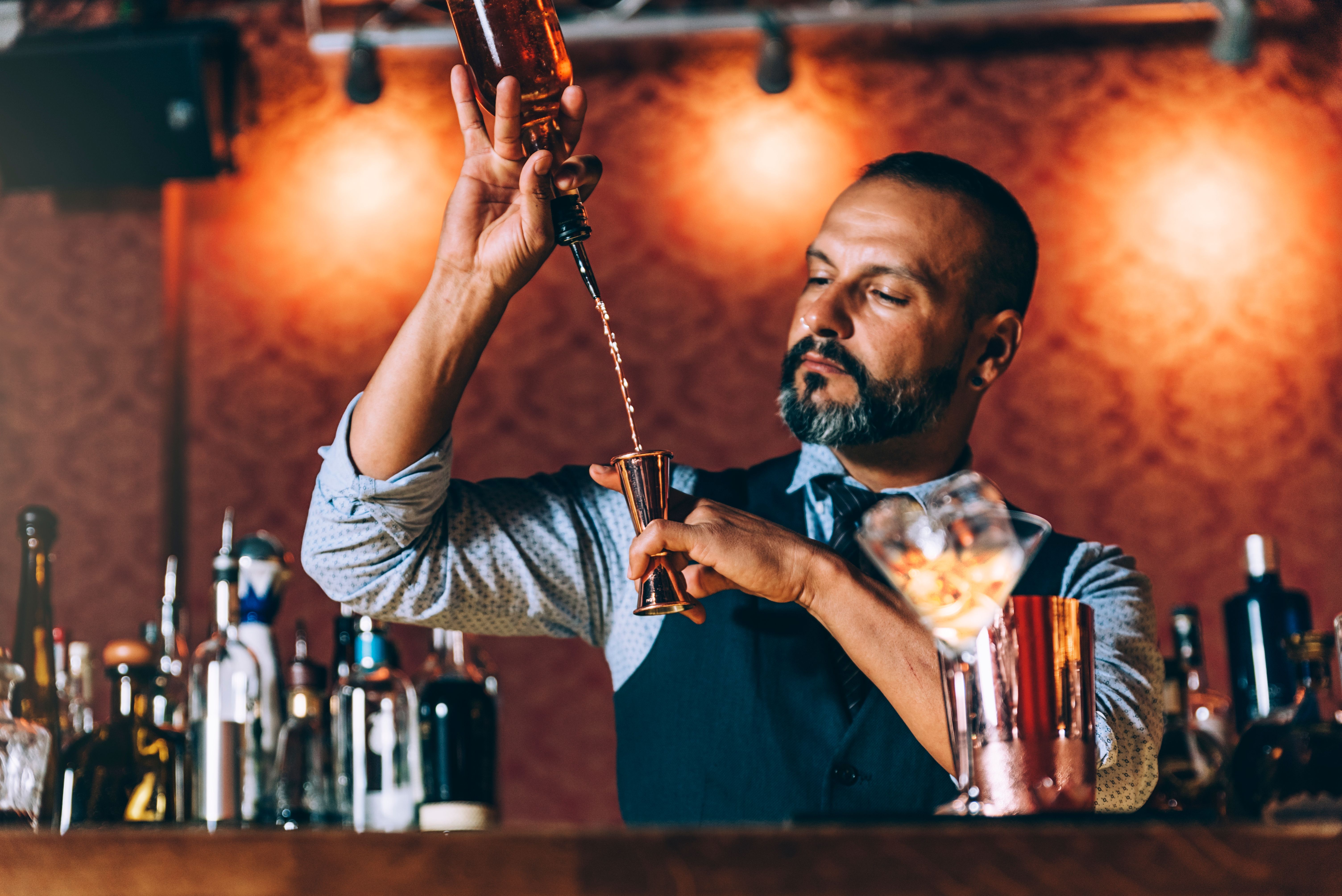 bartender mixing drinks