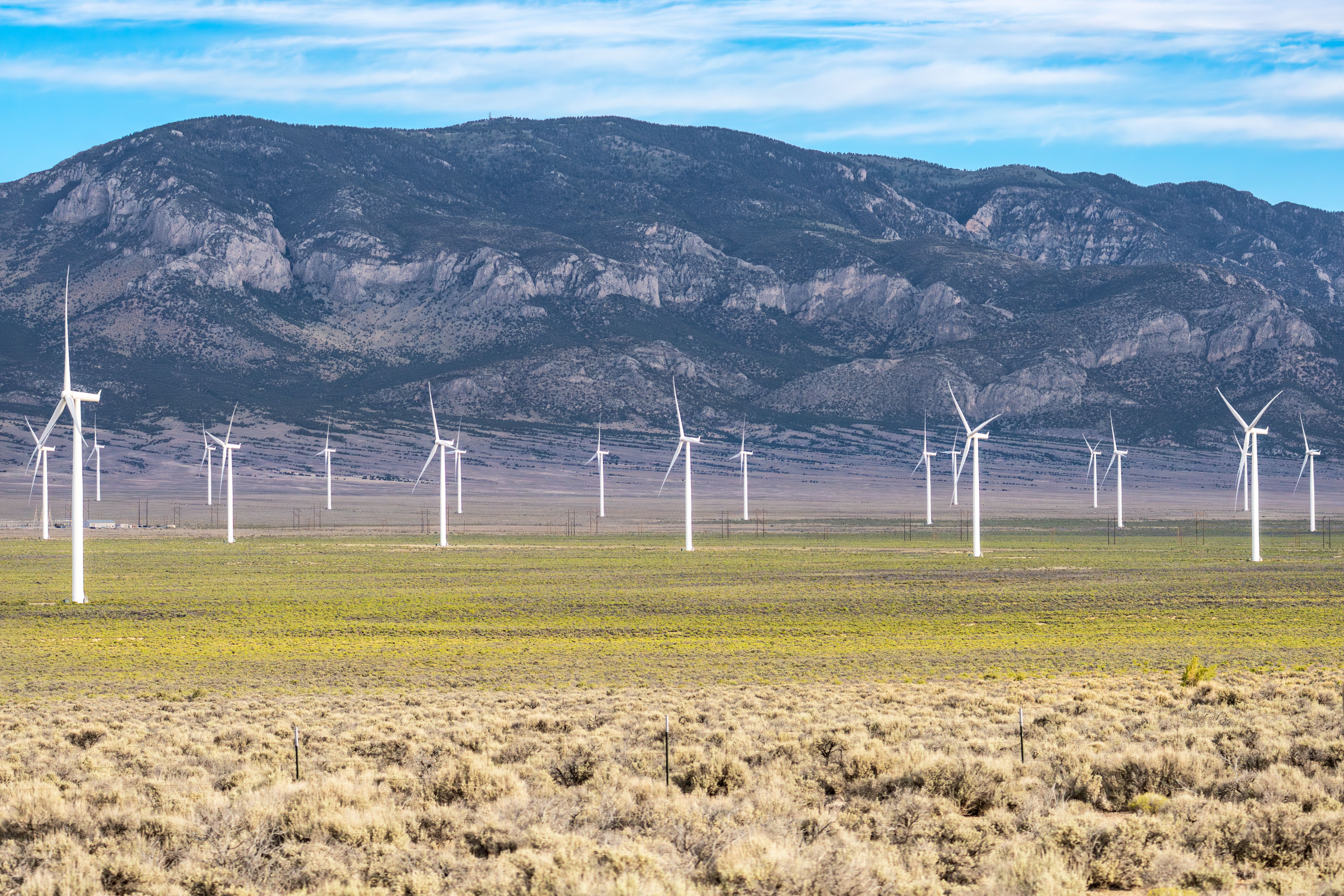 Electricity generating Wind Turbines in the Utah Desert.