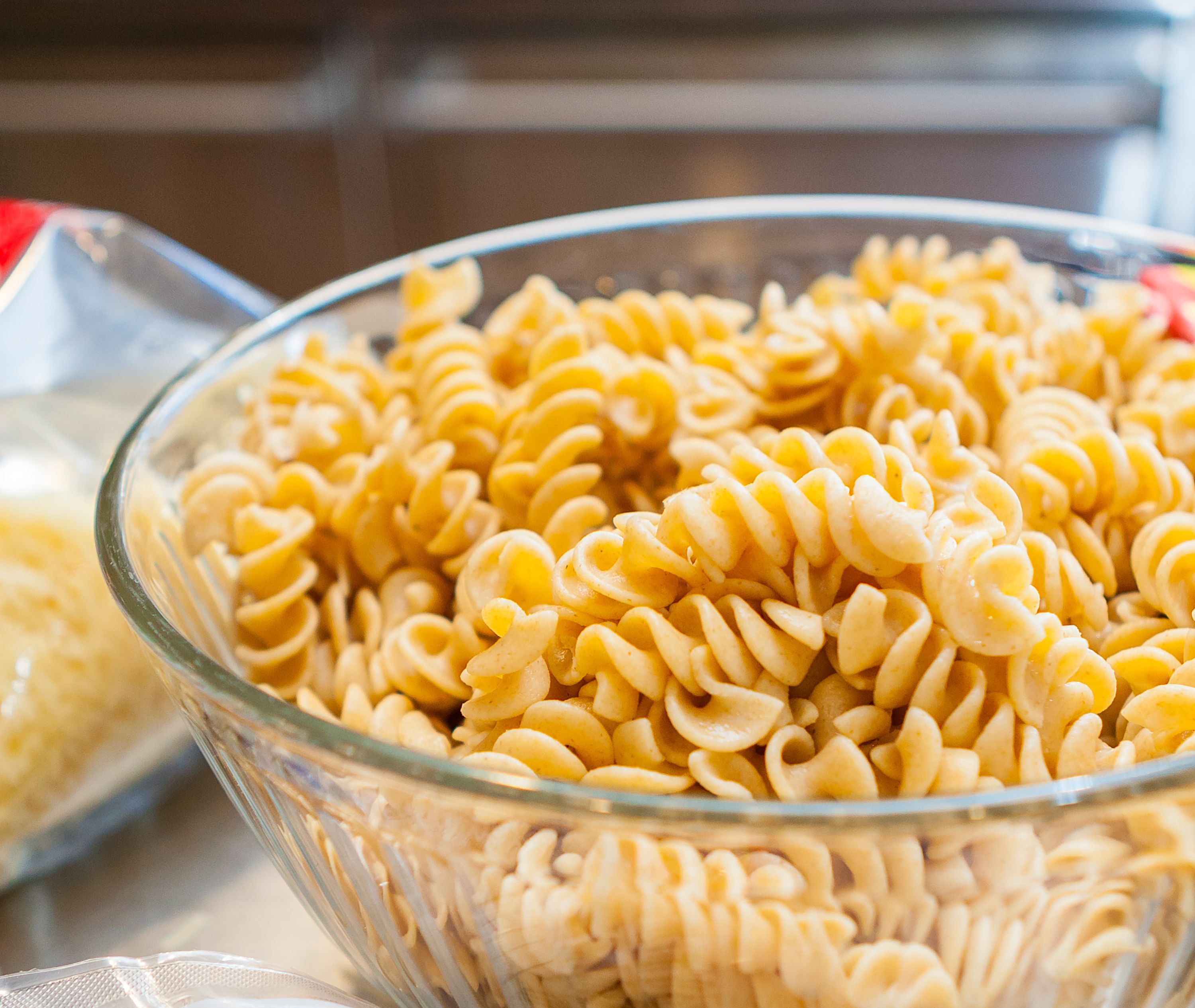 draining pasta