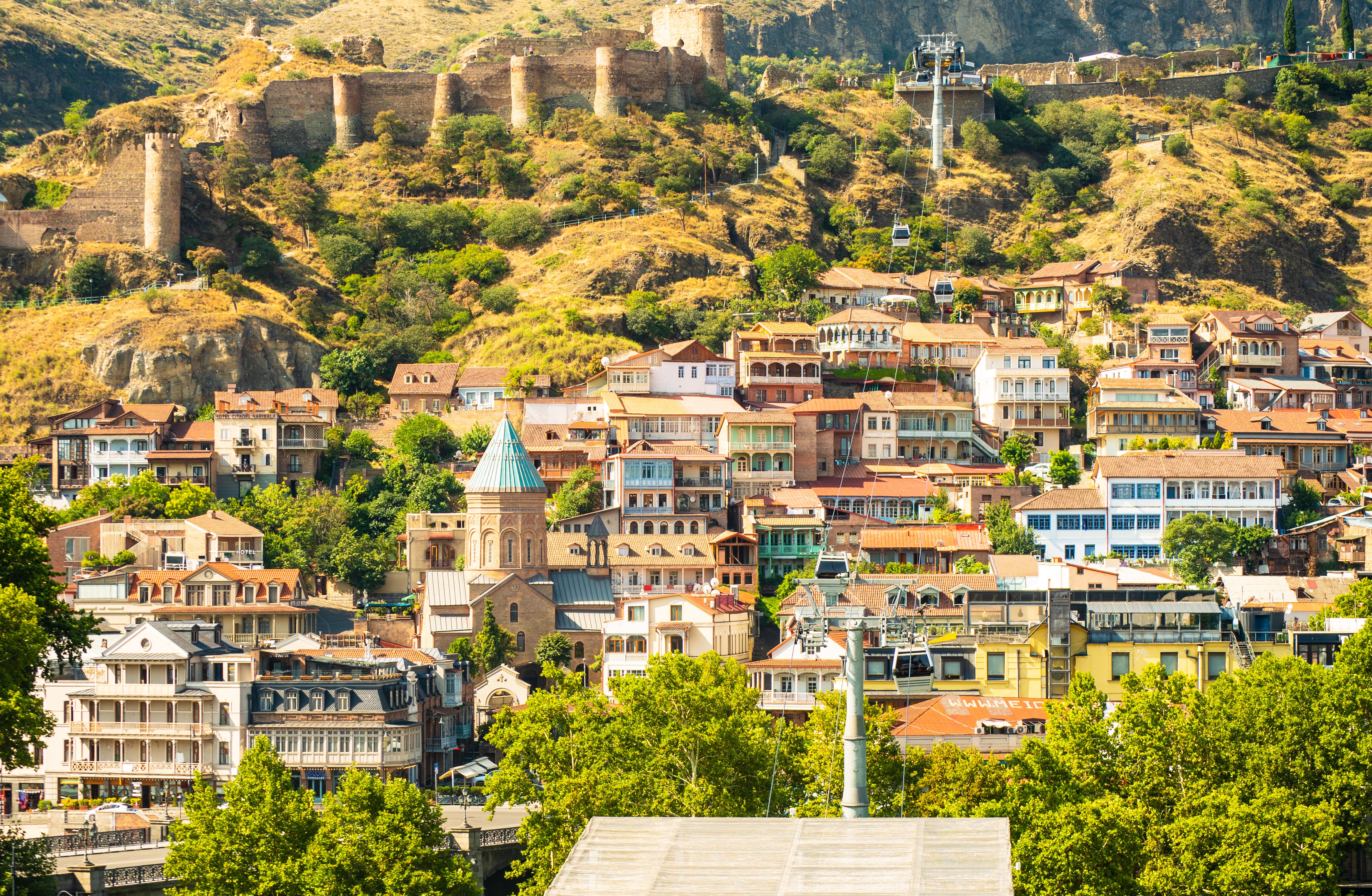 Old Tbilisi historical buildings. Caucasus Travel culture sightseeing landmarks